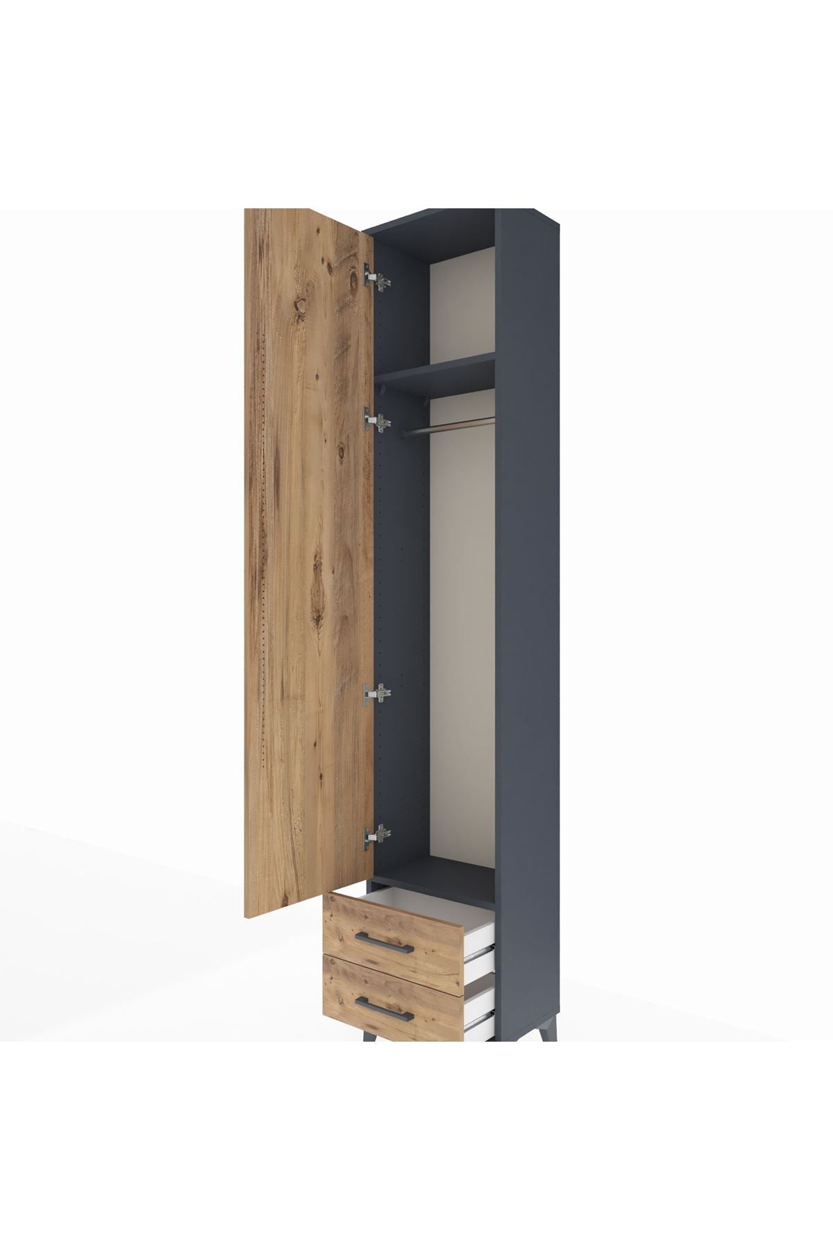 Arges Dolap 2 Raflı 2 Çekmeceli Tek Askılı 44x30x221 - S28M007V6A