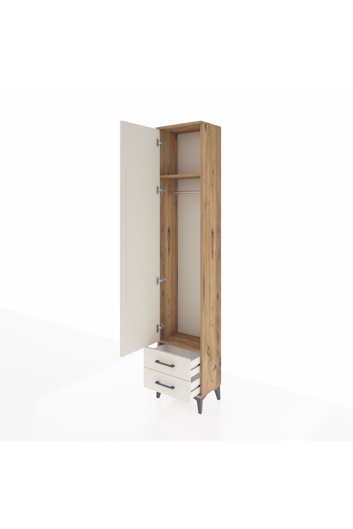 Arges Dolap 2 Raflı 2 Çekmeceli Tek Askılı 44x30x221 - S28M007V7A