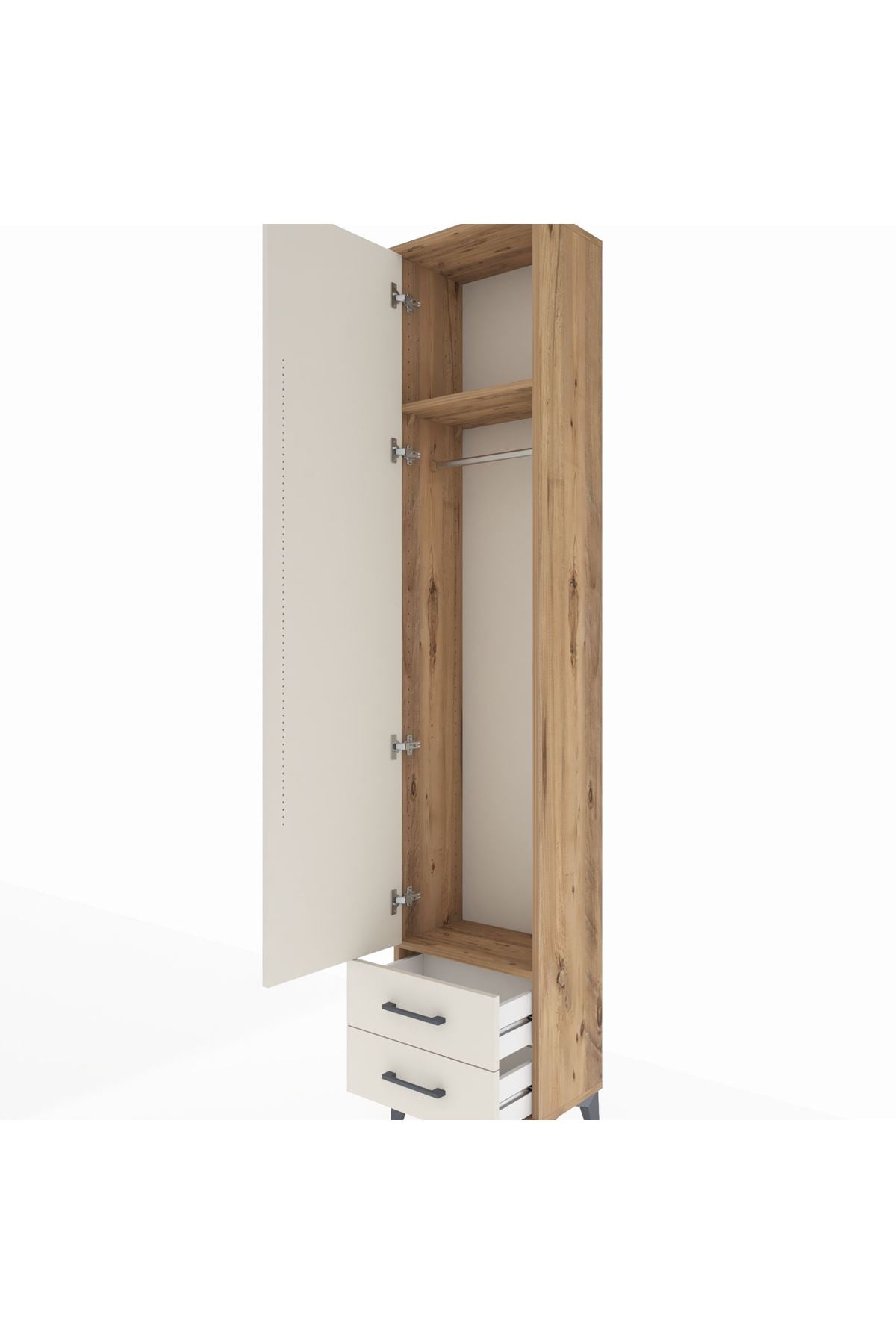 Arges Dolap 2 Raflı 2 Çekmeceli Tek Askılı 44x30x221 - S28M007V7A