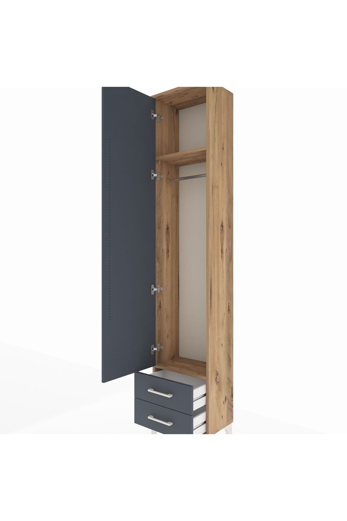 Arges Dolap 2 Raflı 2 Çekmeceli Tek Askılı 44x30x221 - S28M007V8A