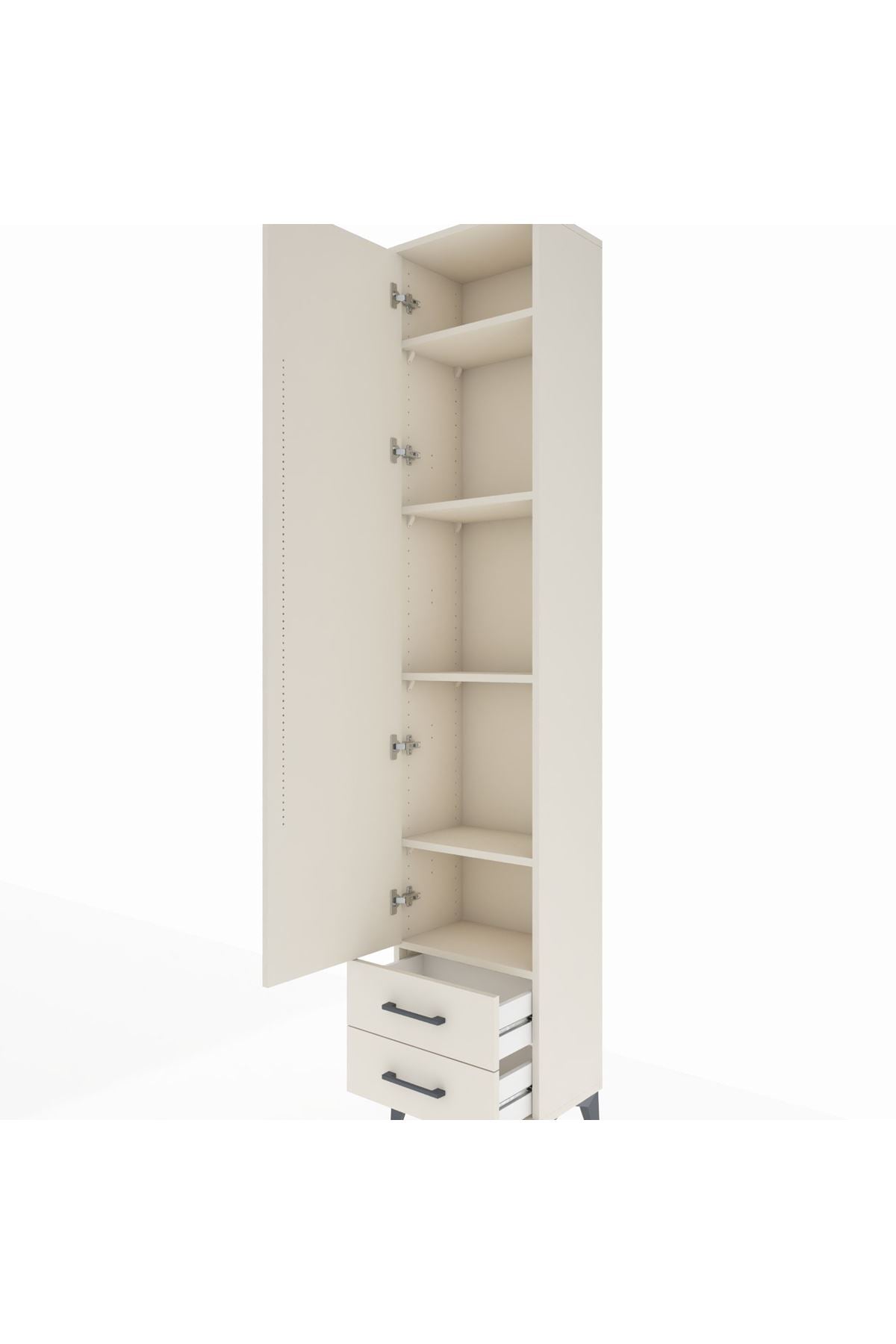 Arges Dolap 5 Raflı 2 Çekmeceli Tek Kapaklı 44x30x221 - S28M008V1A
