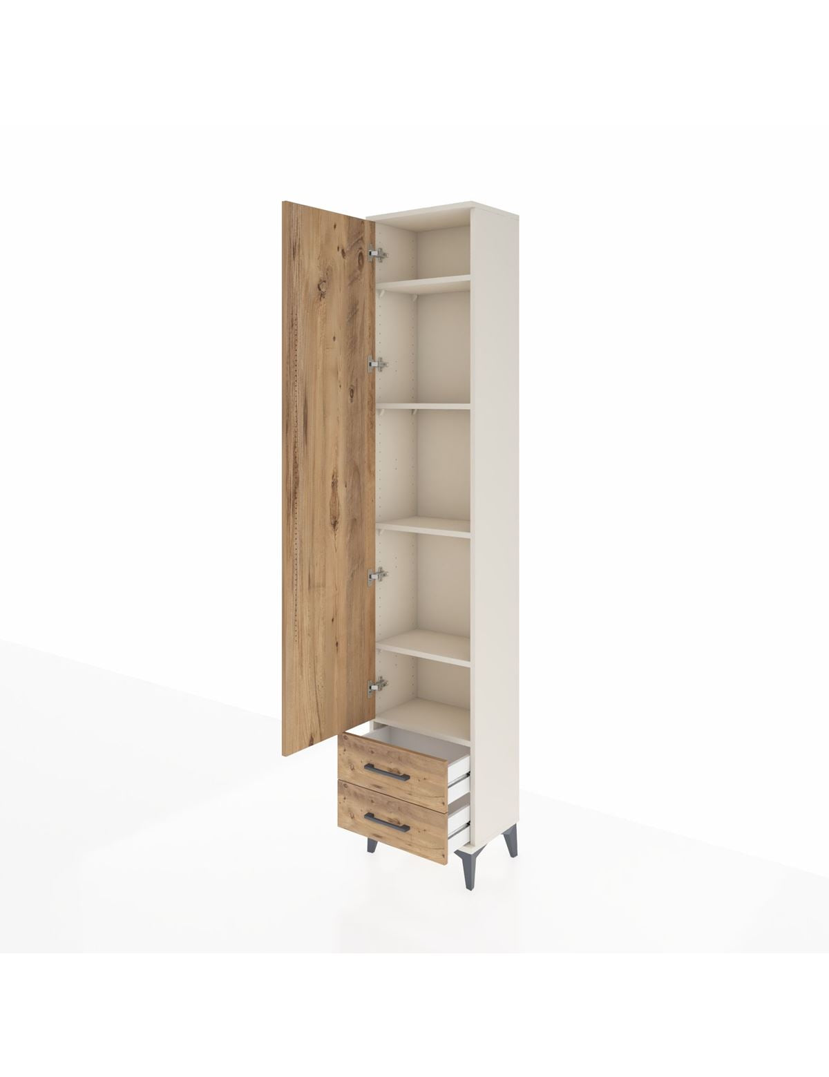 Arges Dolap 5 Raflı 2 Çekmeceli Tek Kapaklı 44x30x221 - S28M008V3A