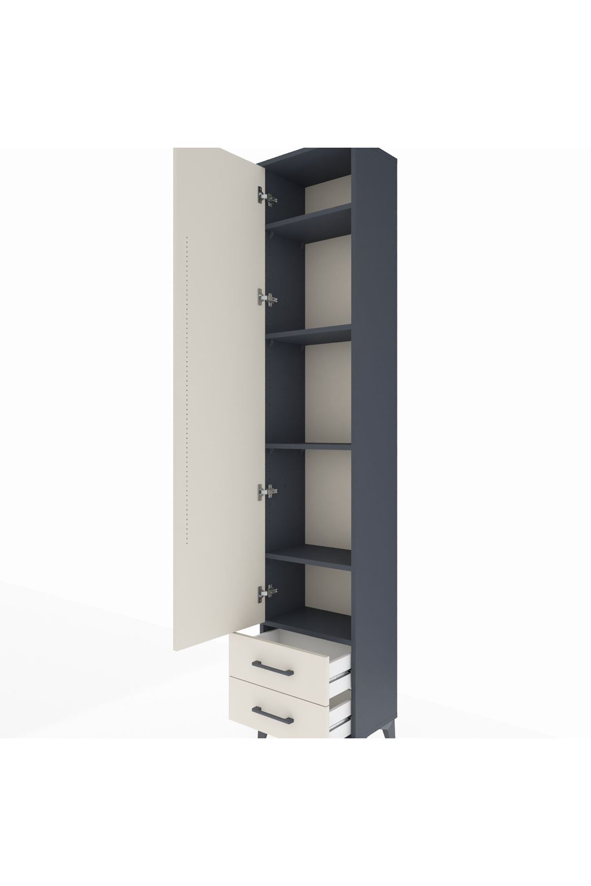 Arges Dolap 5 Raflı 2 Çekmeceli Tek Kapaklı 44x30x221 - S28M008V4A