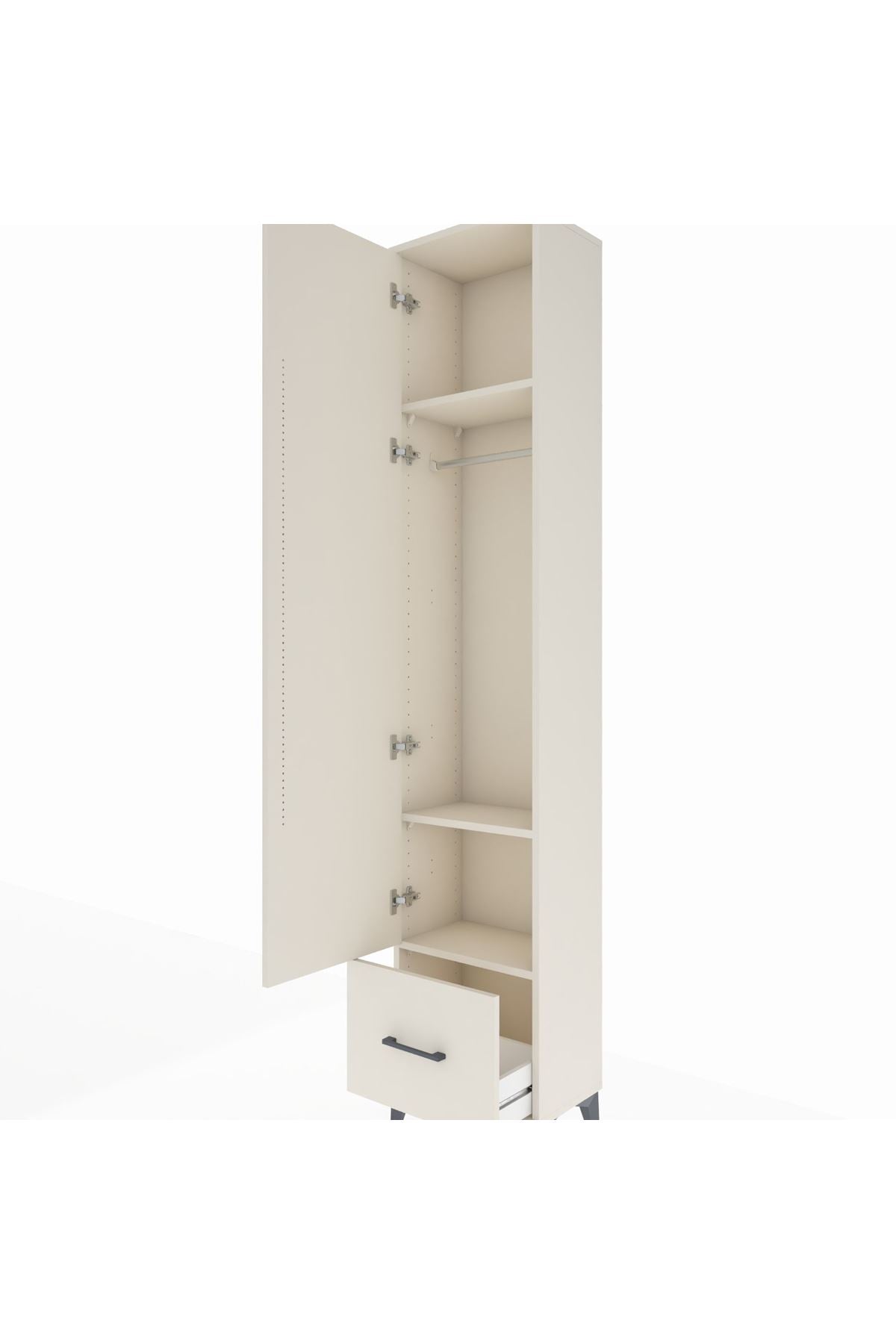 Arges Dolap 3 Raflı Tek Çekmeceli Tek Askılı 44x30x221 - S28M010V1A