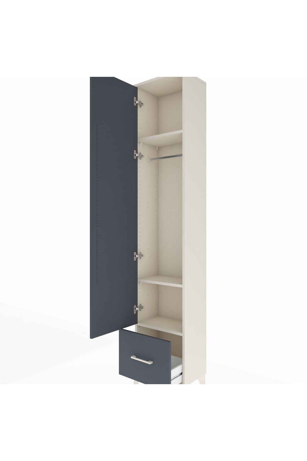 Arges Dolap 3 Raflı Tek Çekmeceli Tek Askılı 44x30x221 - S28M010V2A
