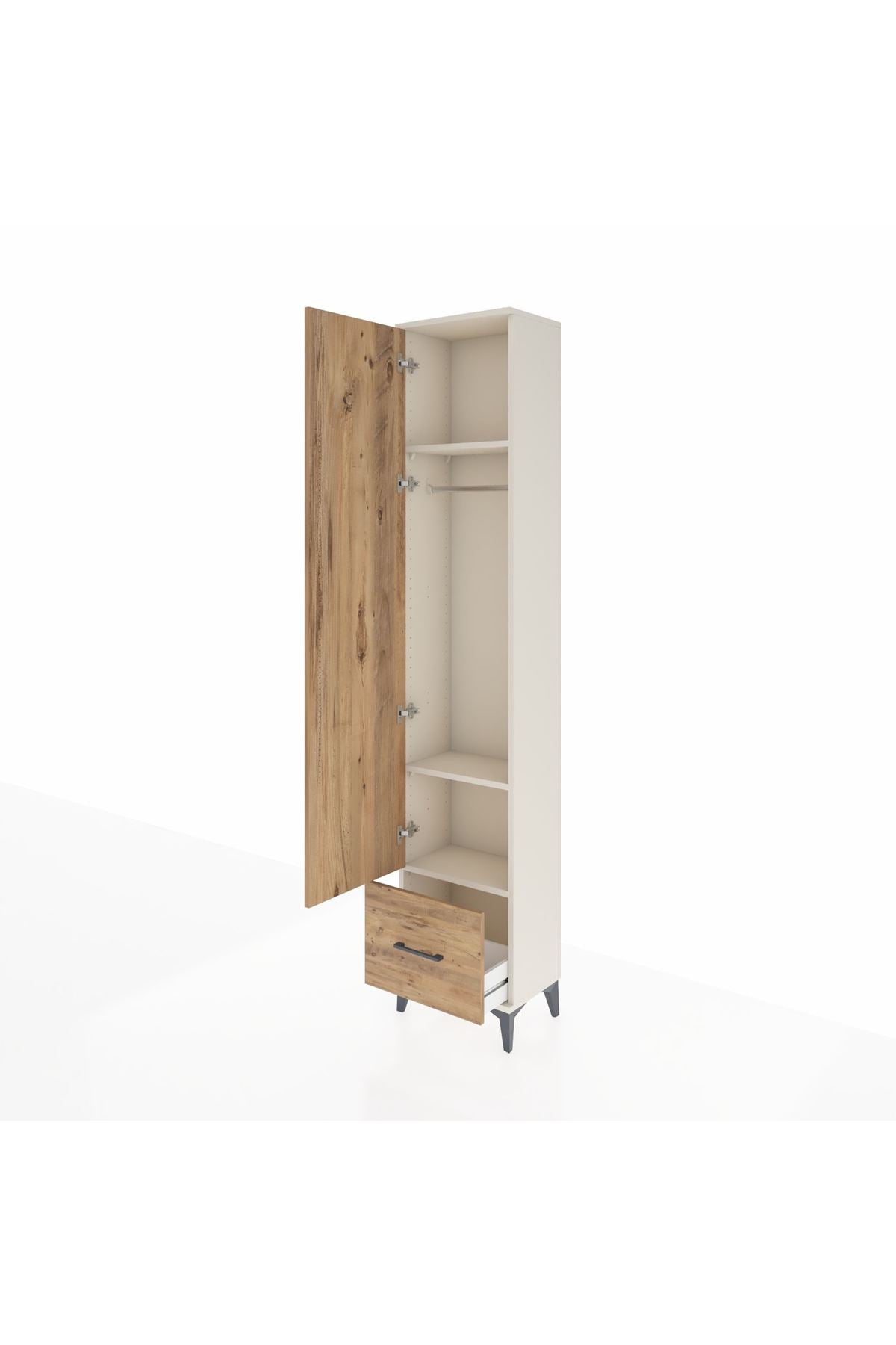Arges Dolap 3 Raflı Tek Çekmeceli Tek Askılı 44x30x221 - S28M010V3A