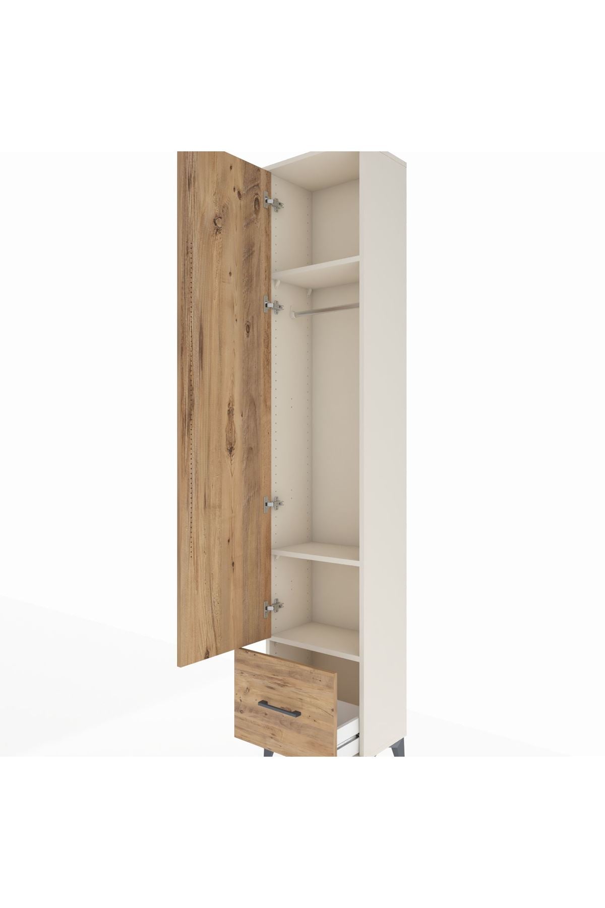 Arges Dolap 3 Raflı Tek Çekmeceli Tek Askılı 44x30x221 - S28M010V3A