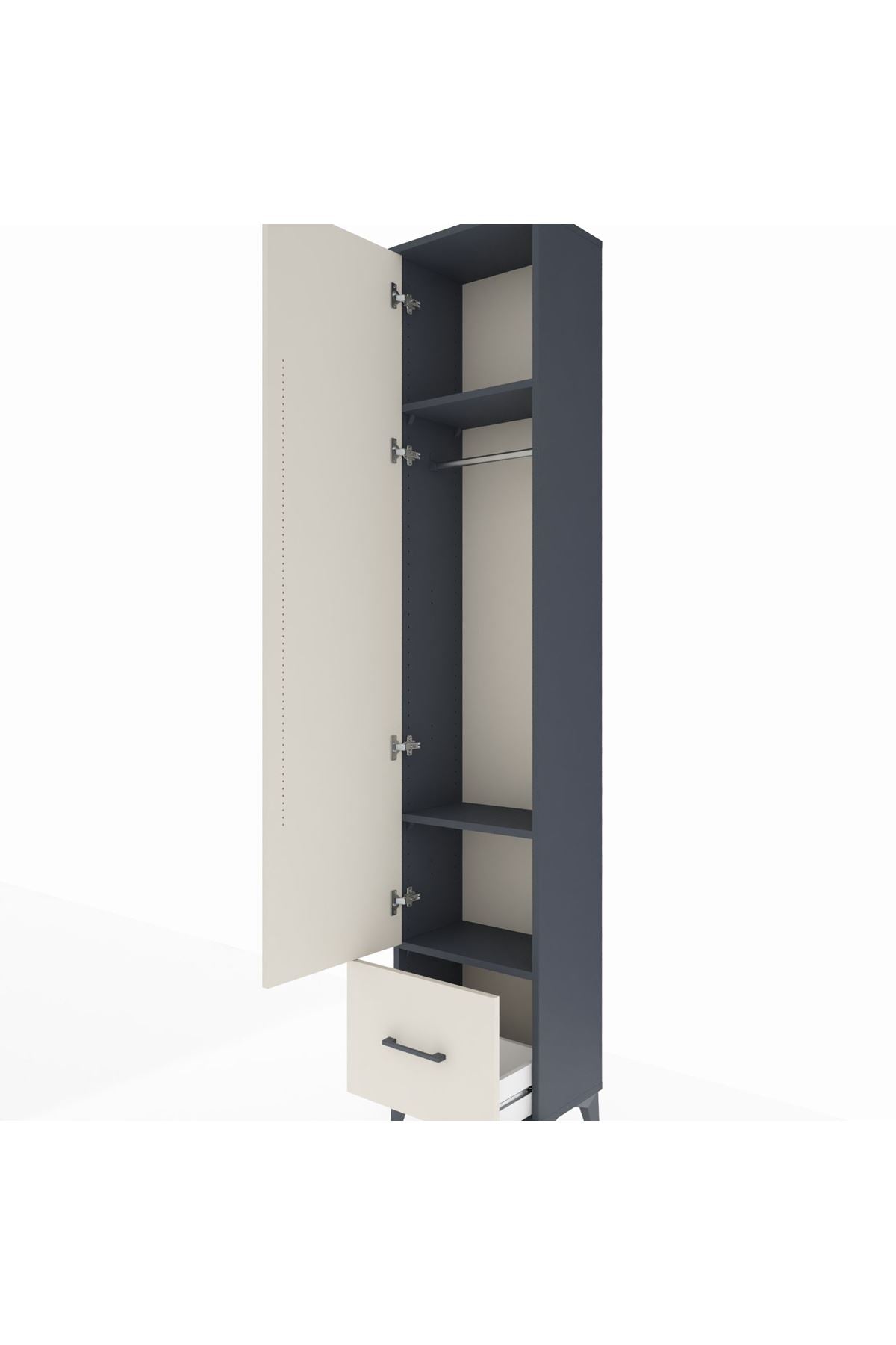 Arges Dolap 3 Raflı Tek Çekmeceli Tek Askılı 44x30x221 - S28M010V4A