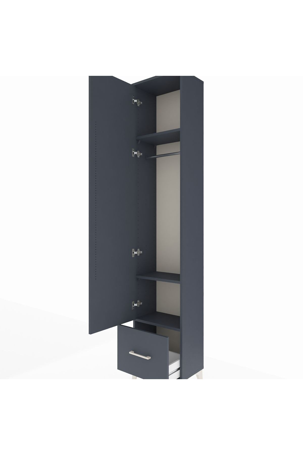Arges Dolap 3 Raflı Tek Çekmeceli Tek Askılı 44x30x221 - S28M010V5A