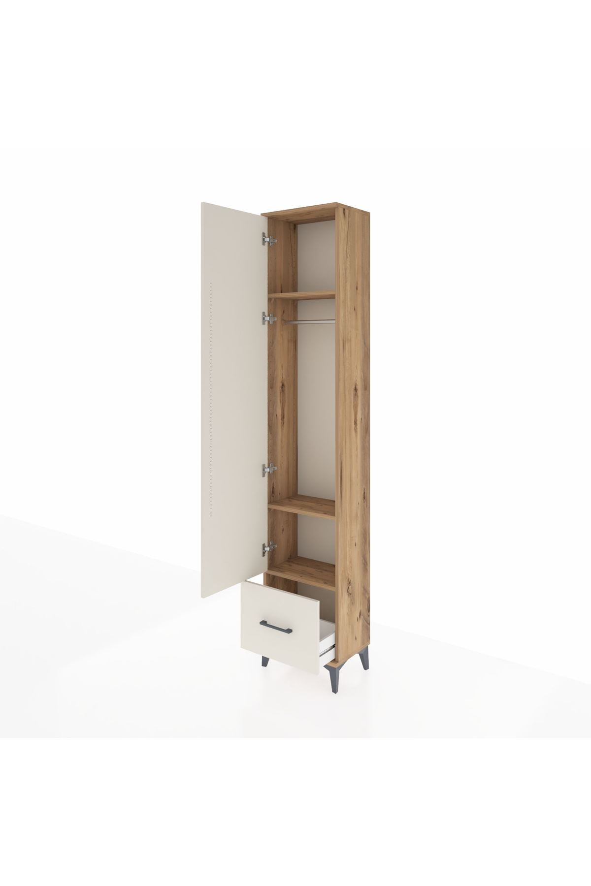 Arges Dolap 3 Raflı Tek Çekmeceli Tek Askılı 44x30x221 - S28M010V7A