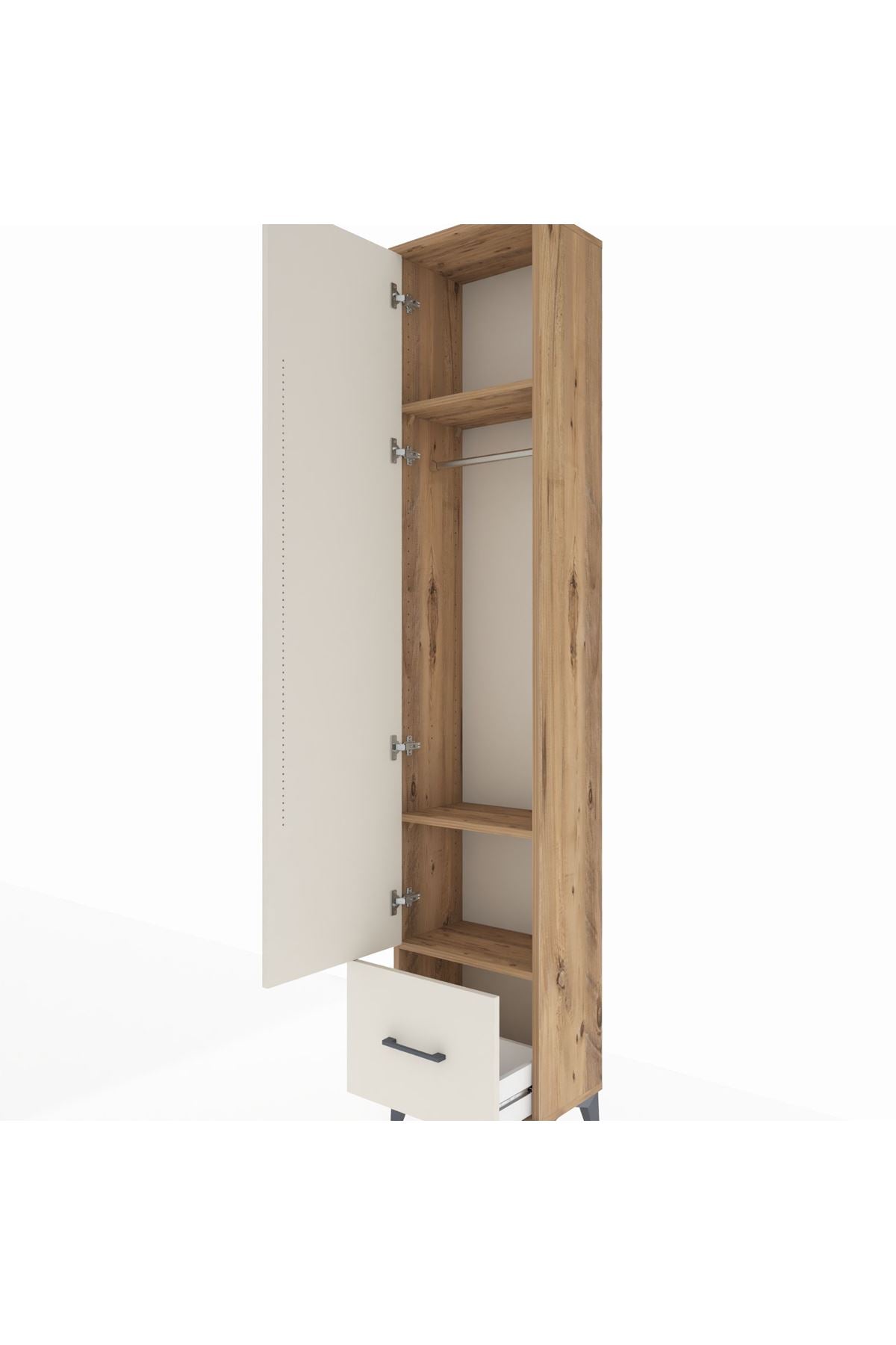 Arges Dolap 3 Raflı Tek Çekmeceli Tek Askılı 44x30x221 - S28M010V7A