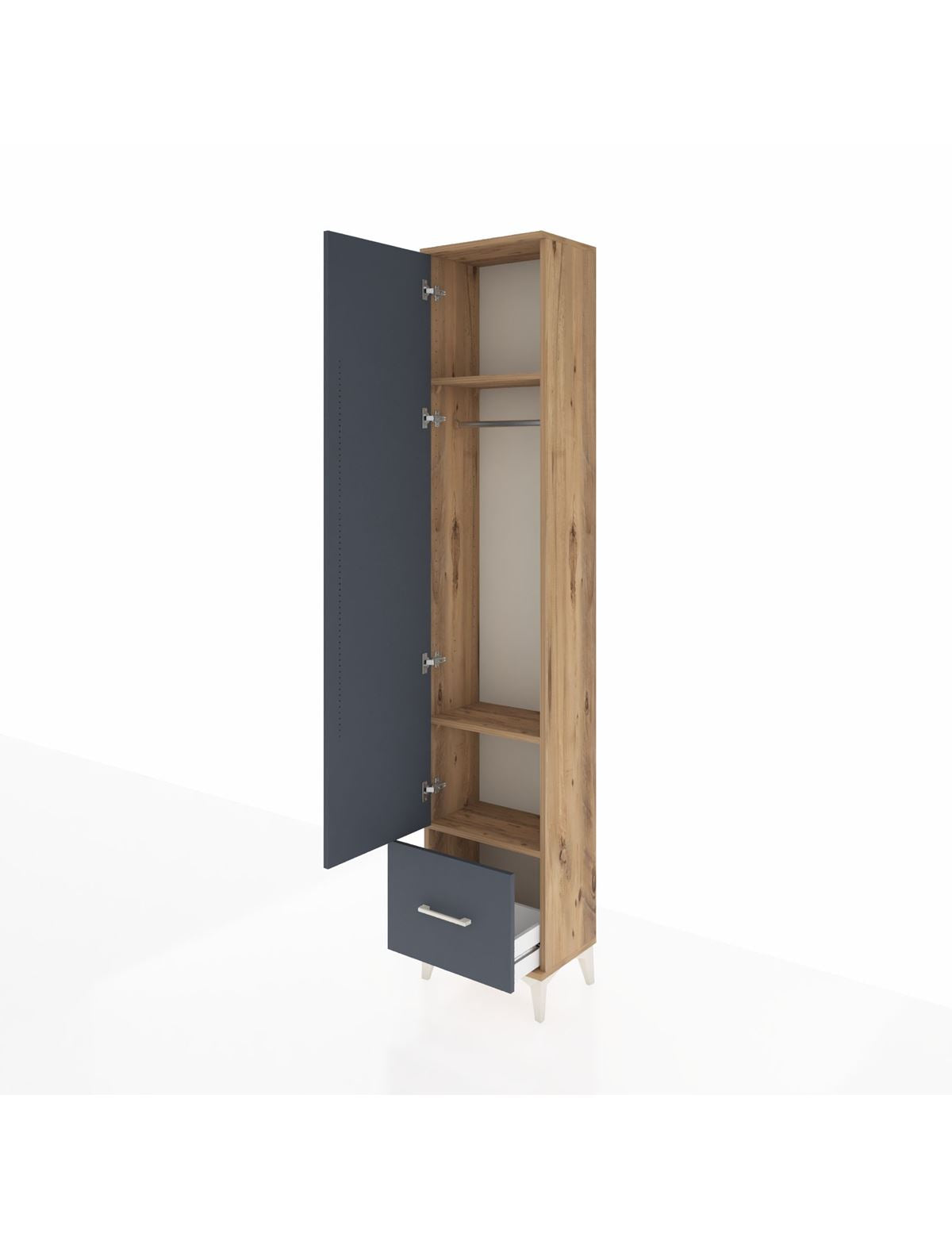 Arges Dolap 3 Raflı Tek Çekmeceli Tek Askılı 44x30x221 - S28M010V8A