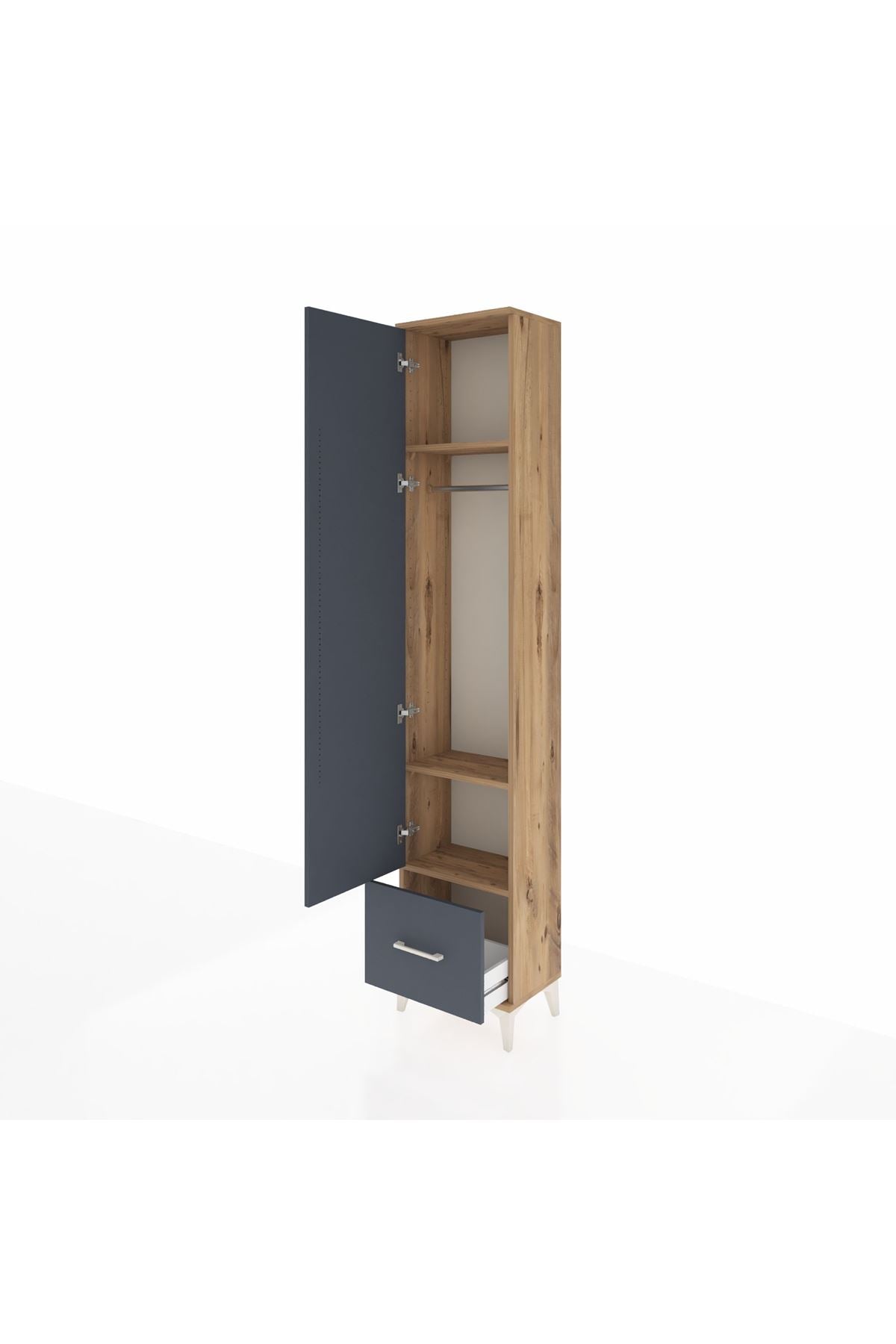 Arges Dolap 3 Raflı Tek Çekmeceli Tek Askılı 44x30x221 - S28M010V8A