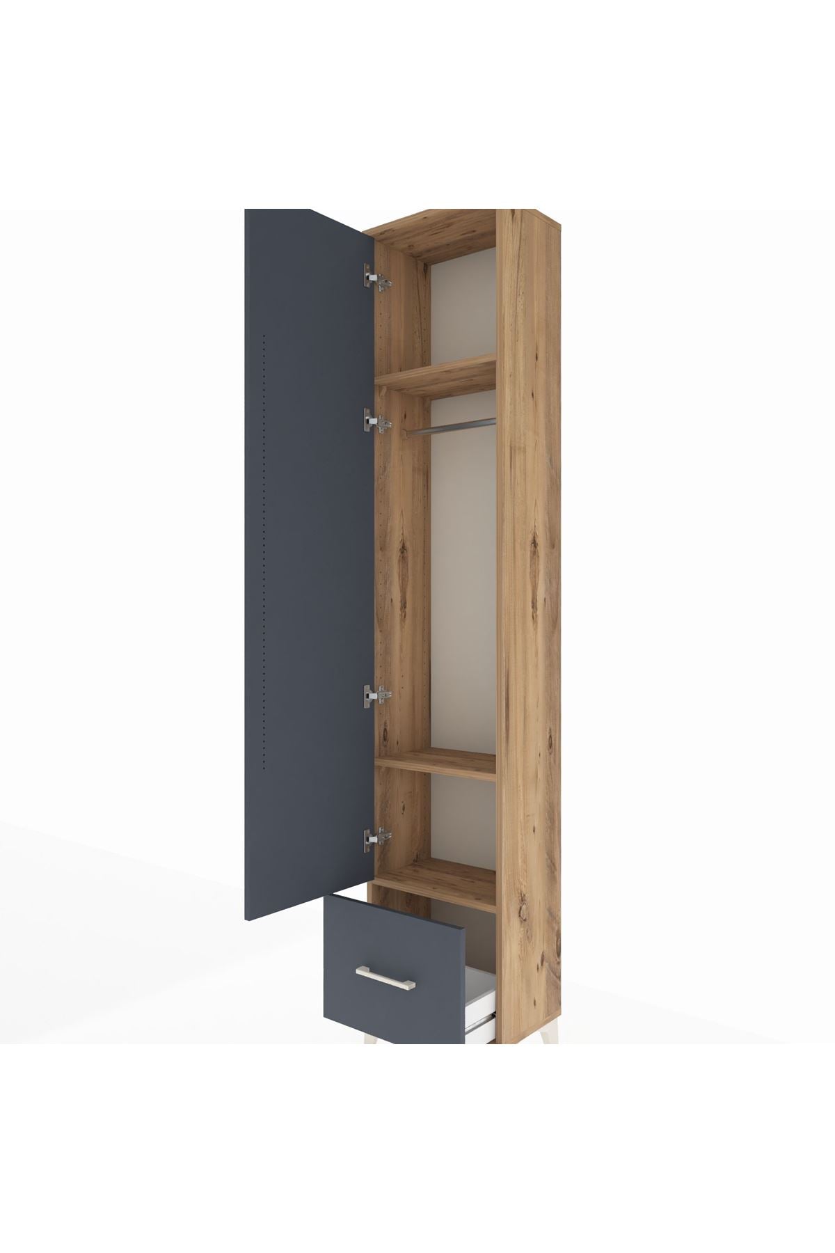 Arges Dolap 3 Raflı Tek Çekmeceli Tek Askılı 44x30x221 - S28M010V8A