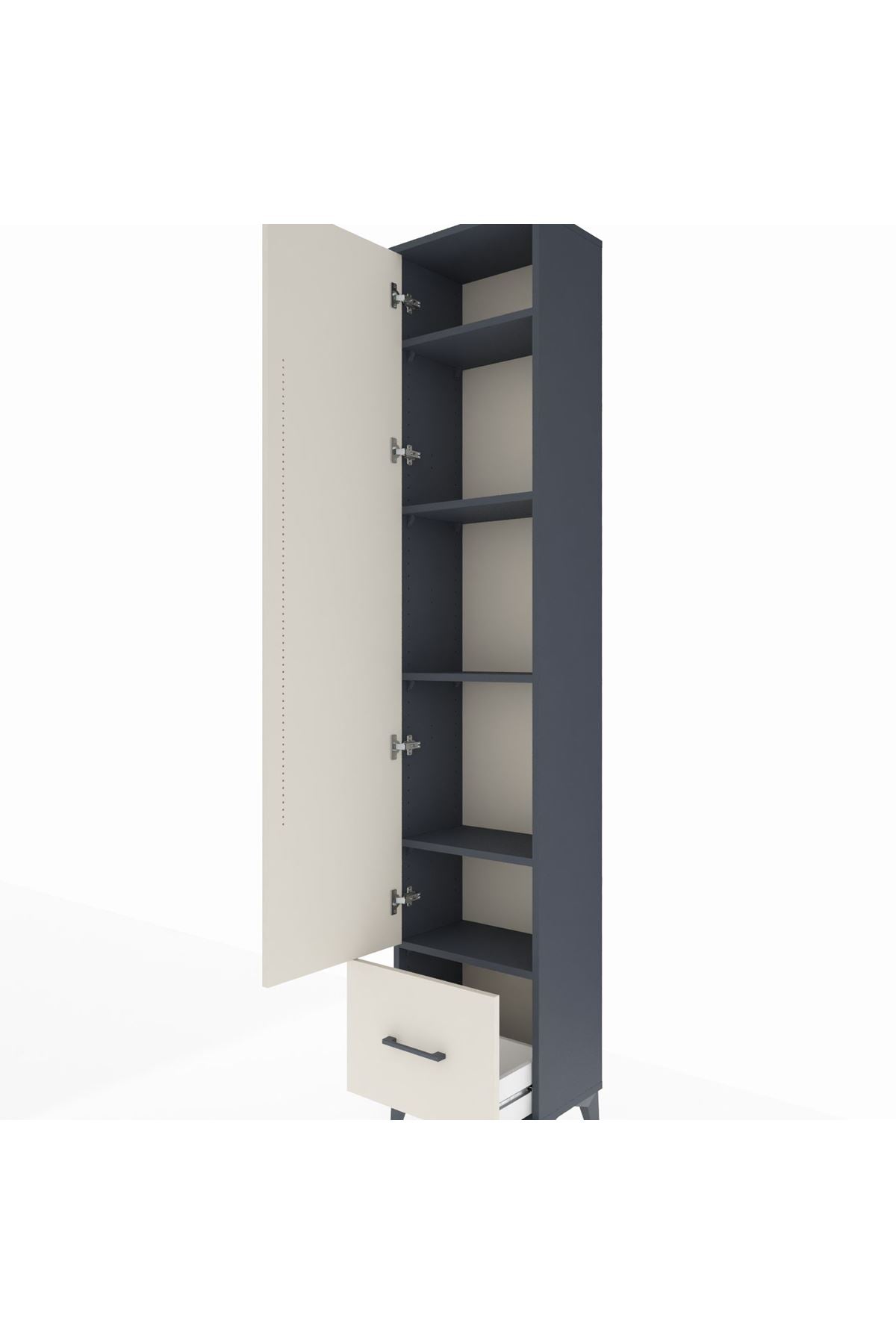 Arges Dolap 5 Raflı Tek Çekmeceli Tek Kapaklı 44x30x221 - S28M011V4A