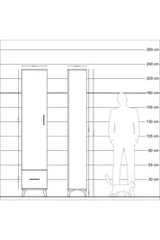 Arges Dolap 5 Raflı Tek Çekmeceli Tek Kapaklı 44x30x221 - S28M011V6A
