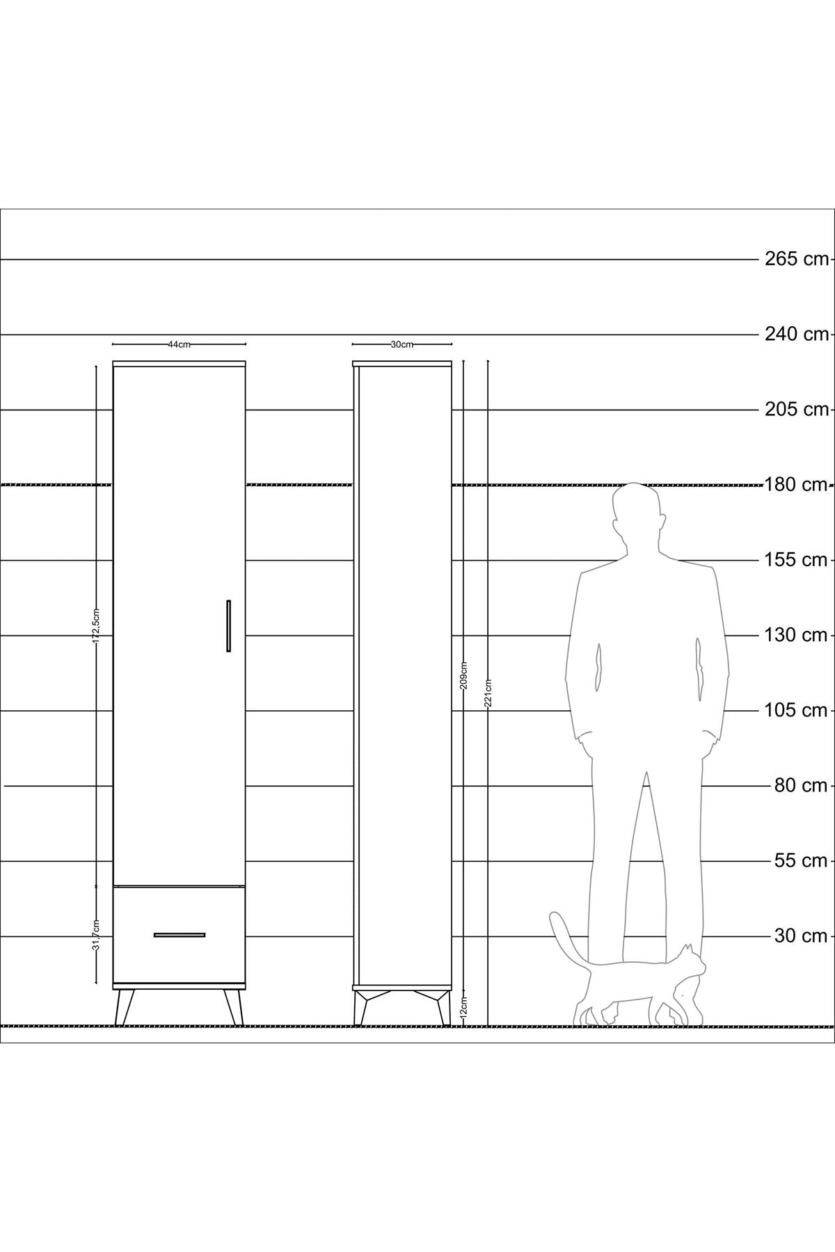 Arges Dolap 5 Raflı Tek Çekmeceli Tek Kapaklı 44x30x221 - S28M011V7A