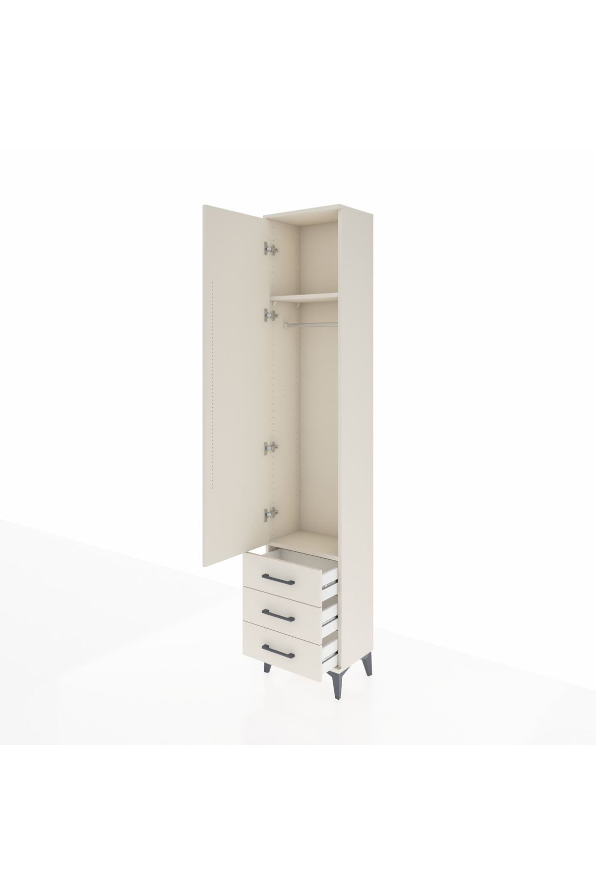 Arges Dolap 2 Raflı 3 Çekmeceli Tek Askılı 44x30x221 - S28M015V1A