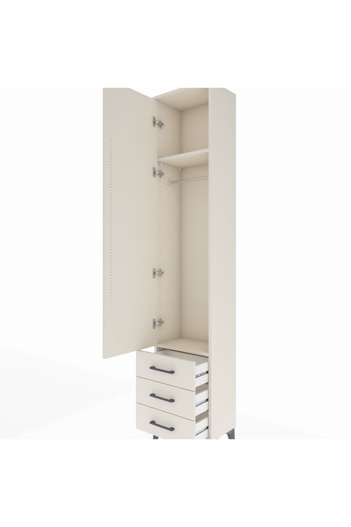 Arges Dolap 2 Raflı 3 Çekmeceli Tek Askılı 44x30x221 - S28M015V1A