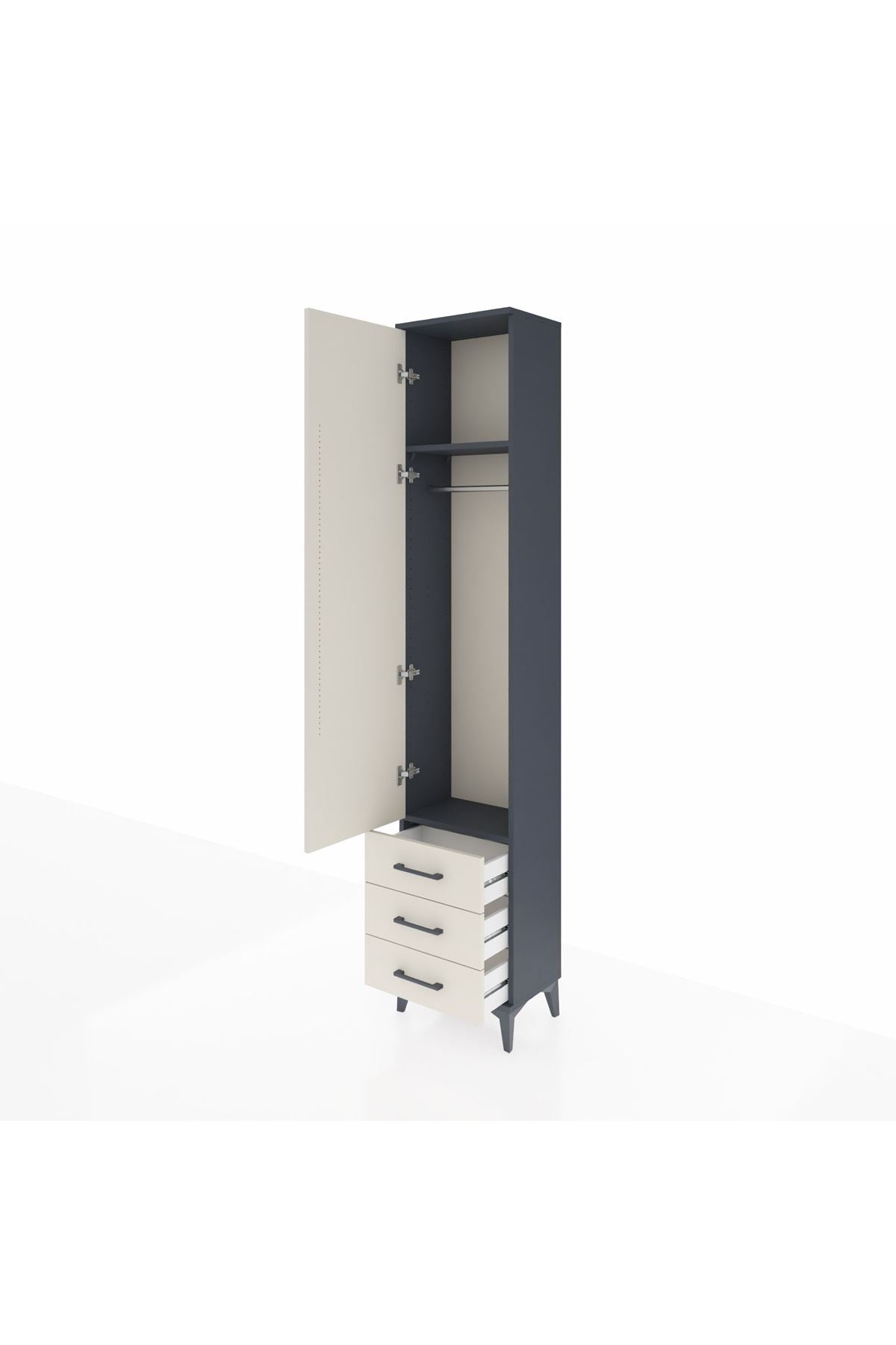 Arges Dolap 2 Raflı 3 Çekmeceli Tek Askılı 44x30x221 - S28M015V4A
