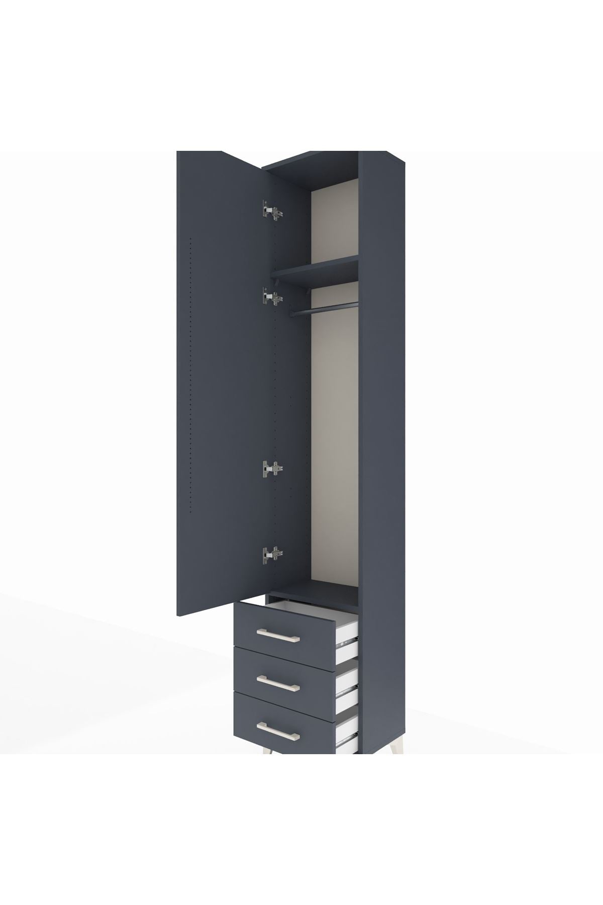 Arges Dolap 2 Raflı 3 Çekmeceli Tek Askılı 44x30x221 - S28M015V5A