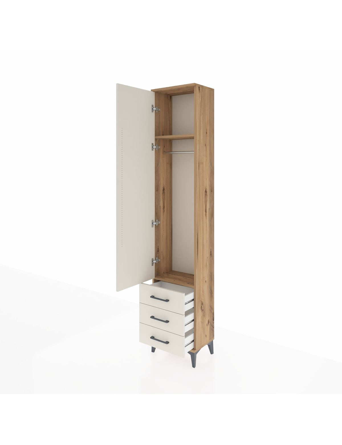 Arges Dolap 2 Raflı 3 Çekmeceli Tek Askılı 44x30x221 - S28M015V7A