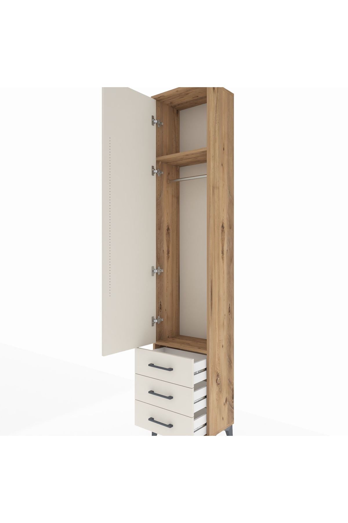 Arges Dolap 2 Raflı 3 Çekmeceli Tek Askılı 44x30x221 - S28M015V7A
