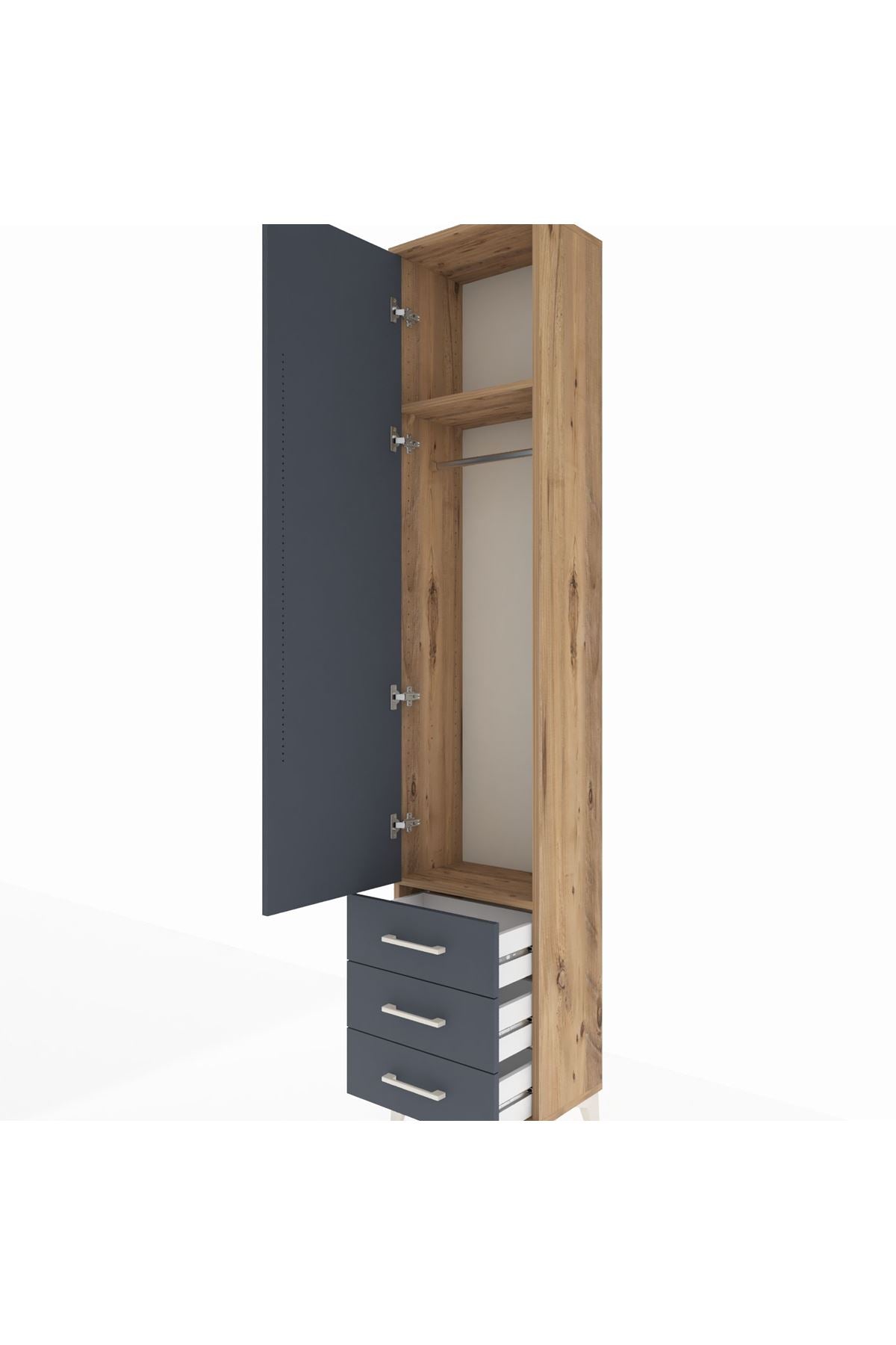 Arges Dolap 2 Raflı 3 Çekmeceli Tek Askılı 44x30x221 - S28M015V8A