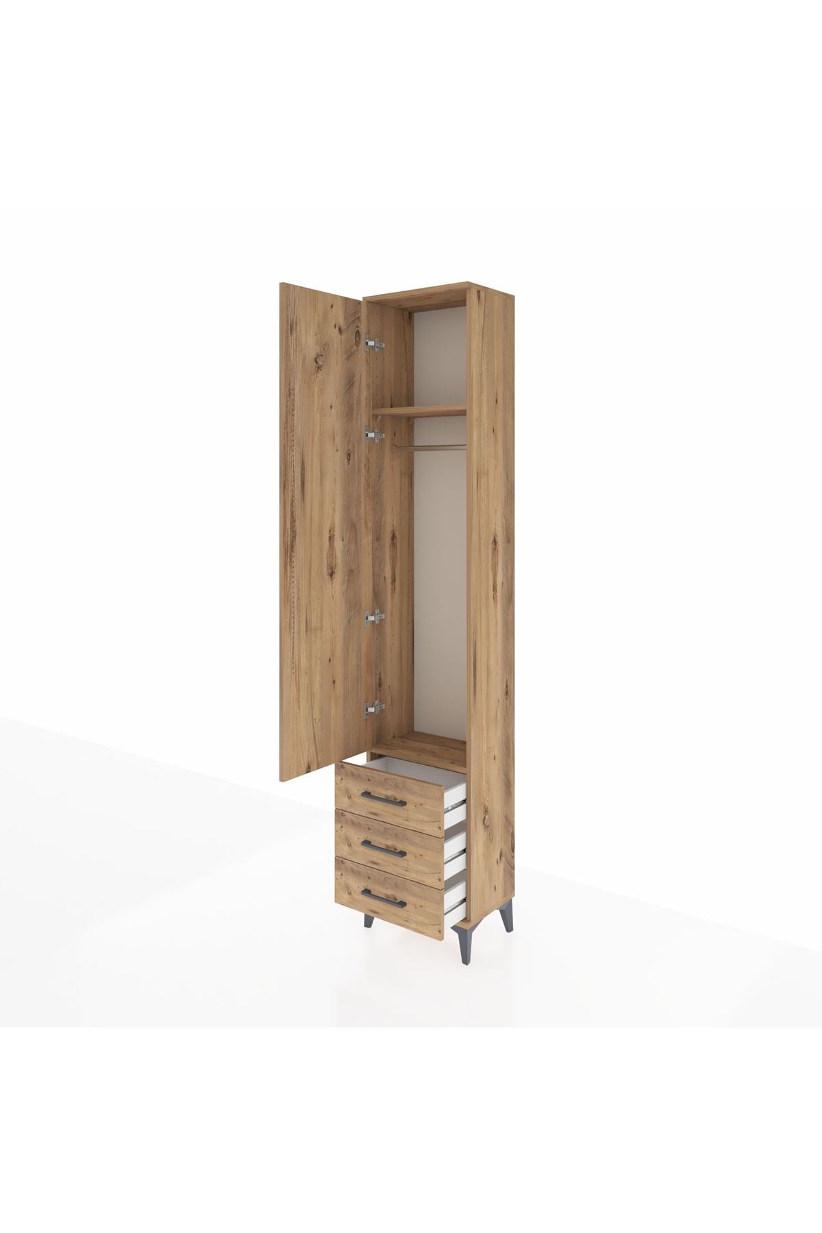 Arges Dolap 2 Raflı 3 Çekmeceli Tek Askılı 44x30x221 - S28M015V9A