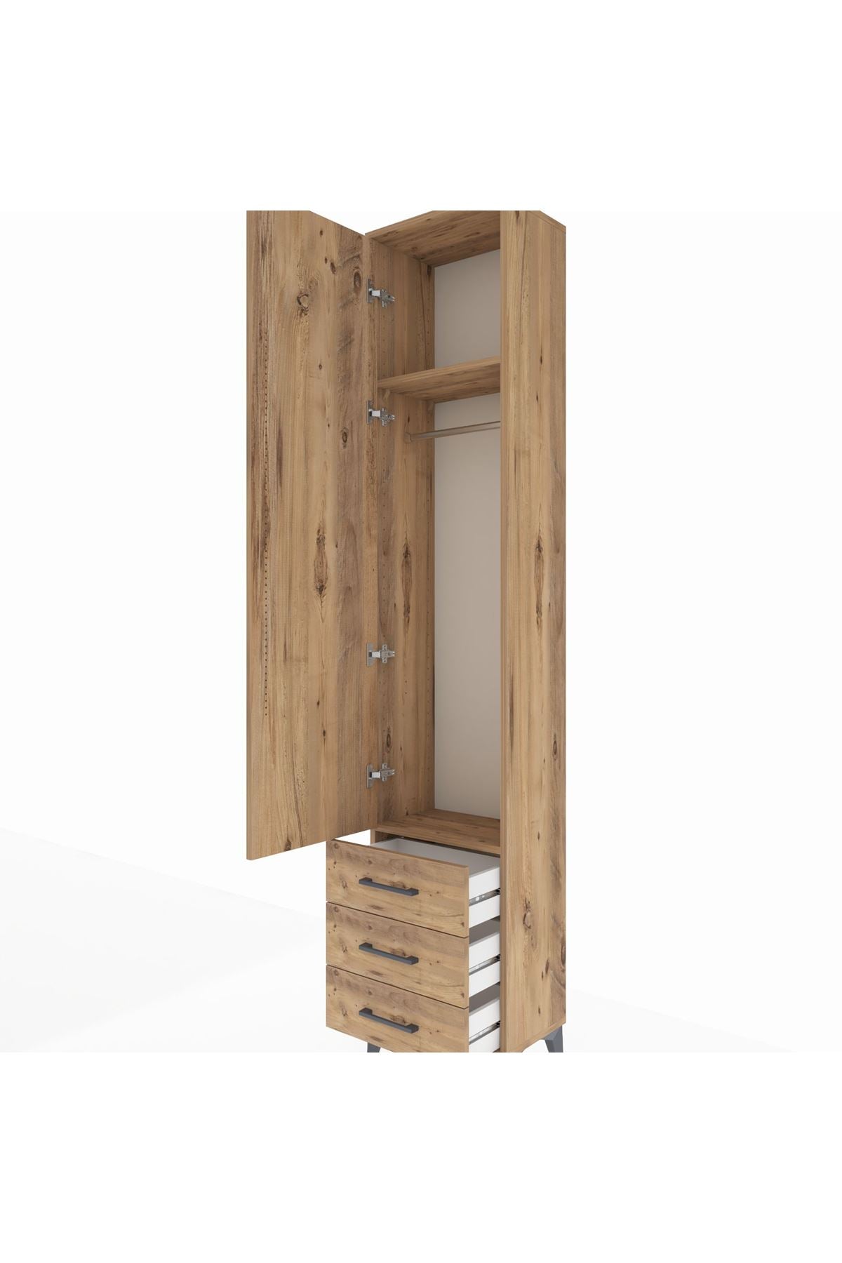 Arges Dolap 2 Raflı 3 Çekmeceli Tek Askılı 44x30x221 - S28M015V9A