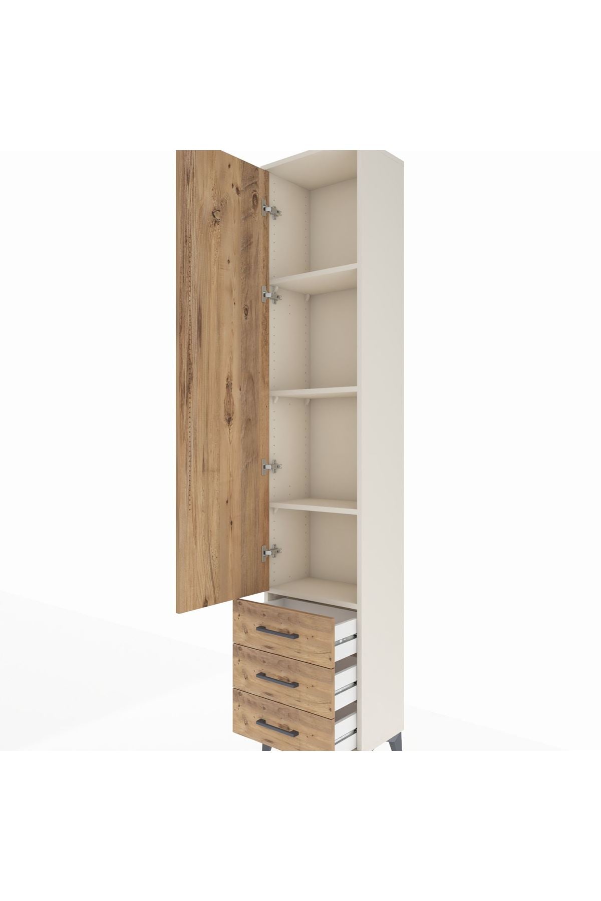 Arges Dolap 4 Raflı 3 Çekmeceli Tek Kapaklı 44x30x221 - S28M016V3A