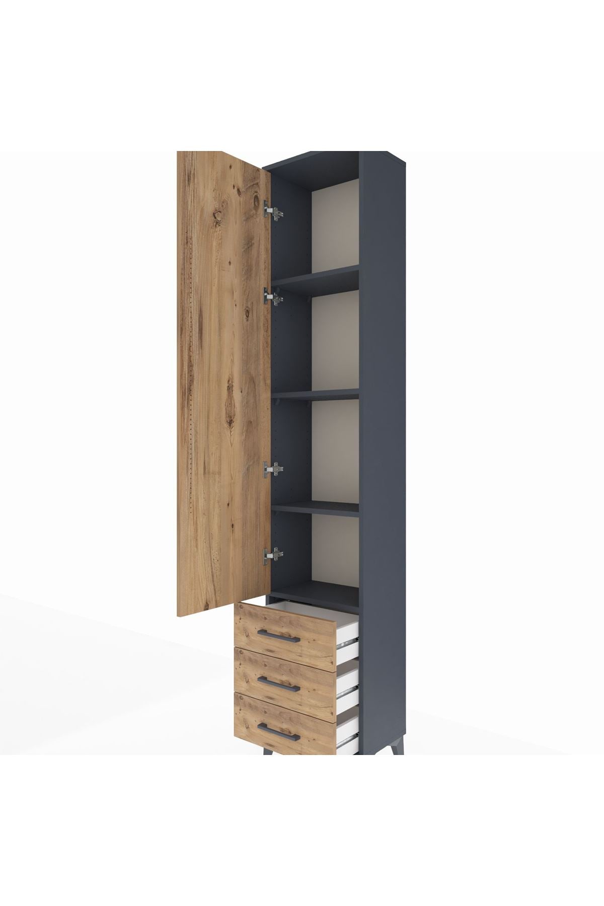 Arges Dolap 4 Raflı 3 Çekmeceli Tek Kapaklı 44x30x221 - S28M016V6A