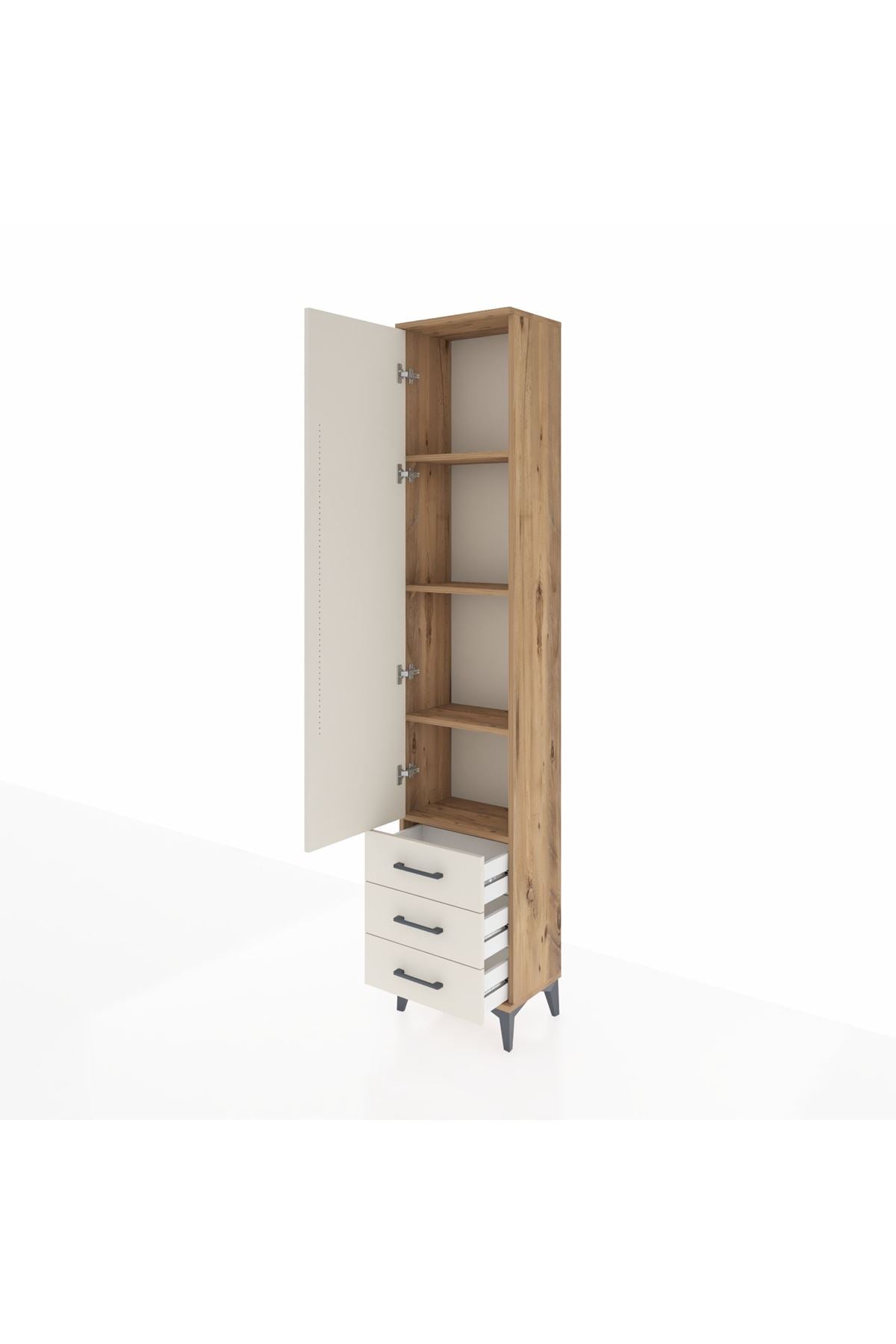 Arges Dolap 4 Raflı 3 Çekmeceli Tek Kapaklı 44x30x221 - S28M016V7A