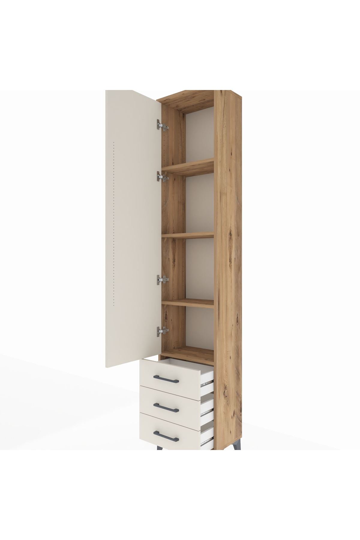 Arges Dolap 4 Raflı 3 Çekmeceli Tek Kapaklı 44x30x221 - S28M016V7A