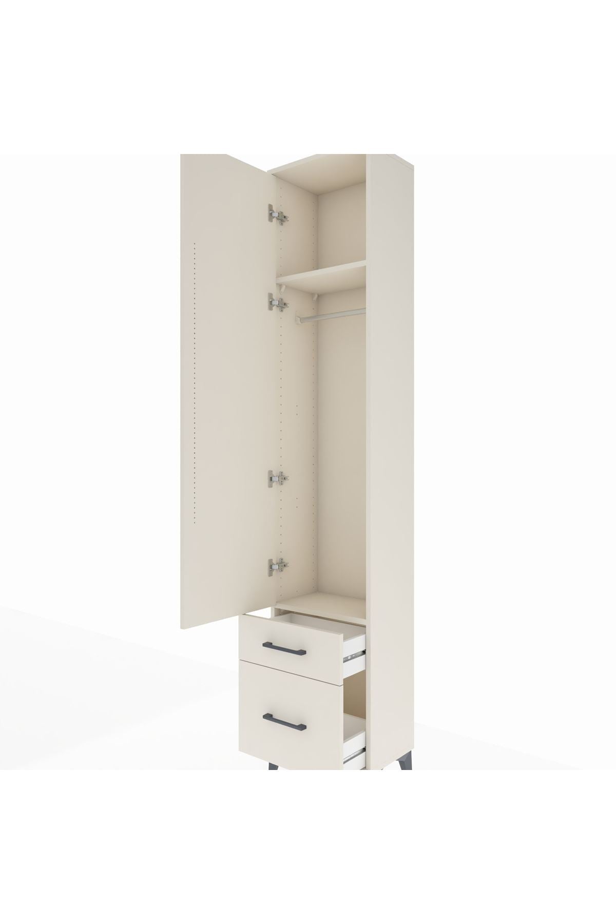 Arges Dolap 2 Raflı 2 Çekmeceli Tek Askılı 44x30x221 - S28M018V1A