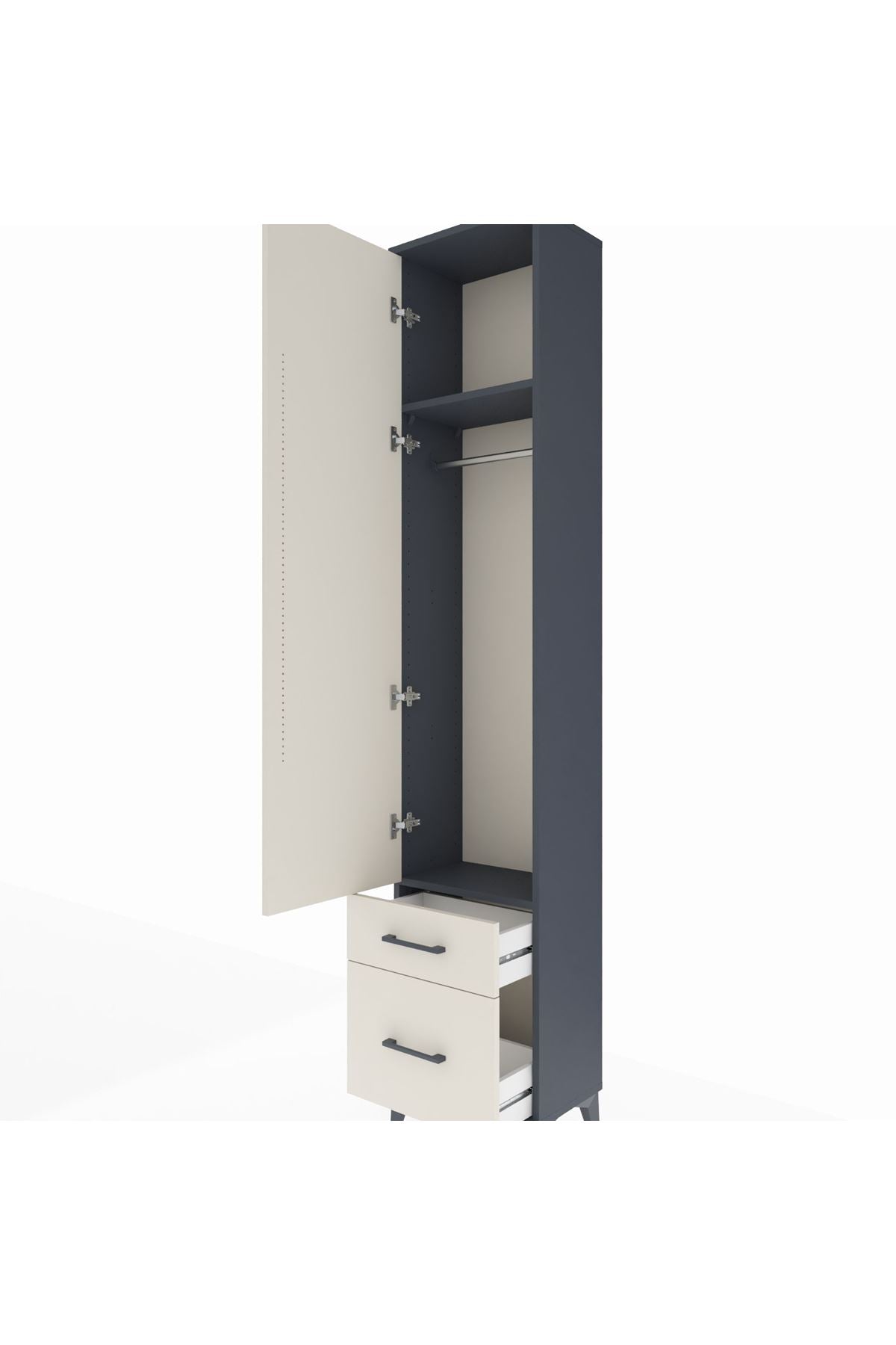 Arges Dolap 2 Raflı 2 Çekmeceli Tek Askılı 44x30x221 - S28M018V4A