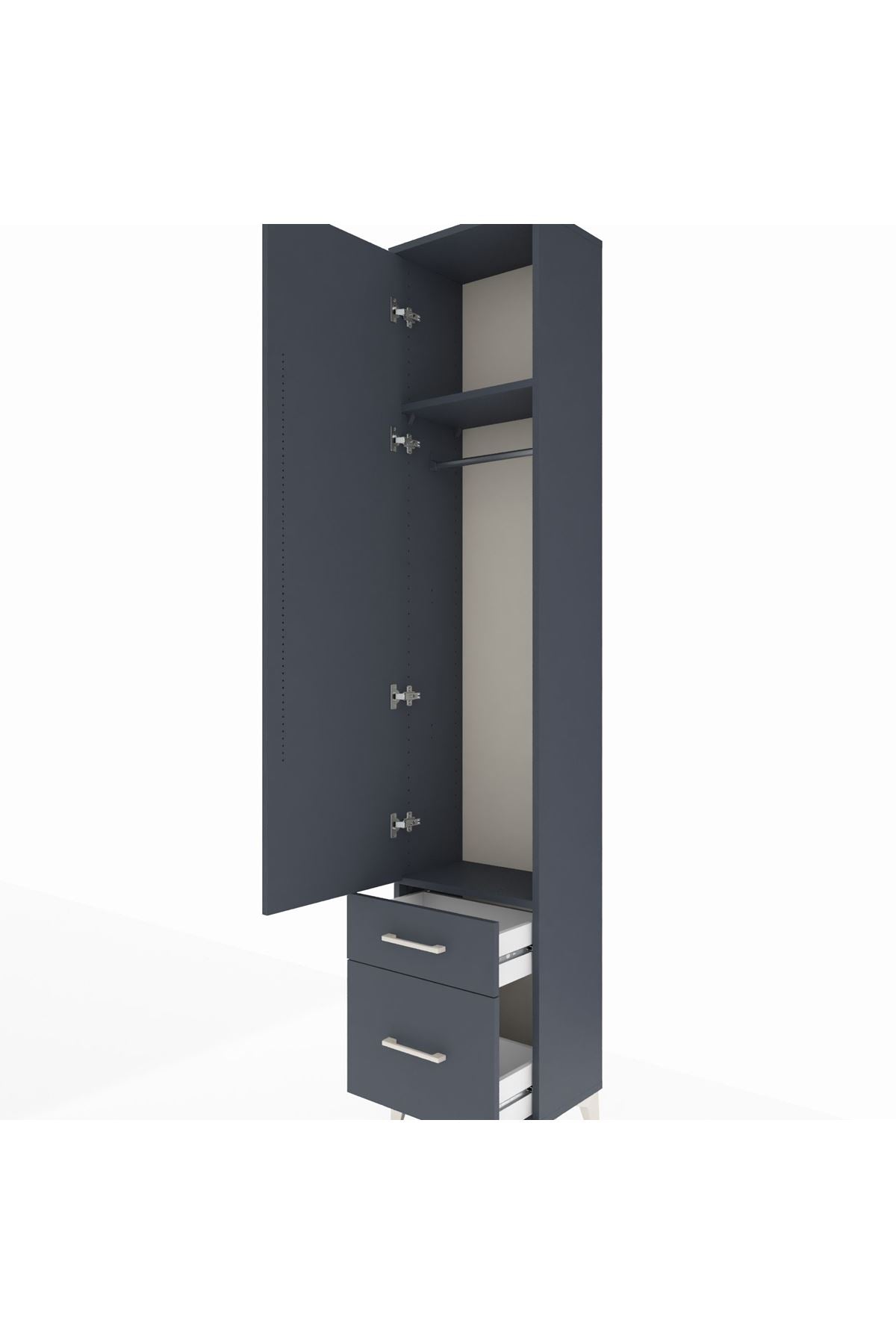 Arges Dolap 2 Raflı 2 Çekmeceli Tek Askılı 44x30x221 - S28M018V5A