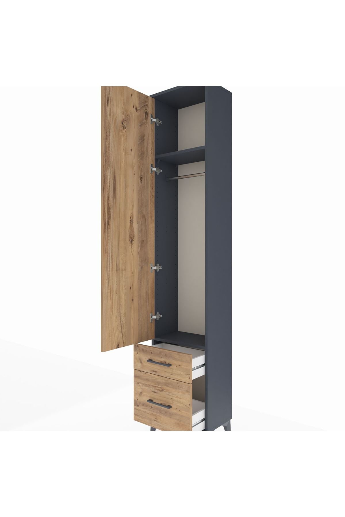 Arges Dolap 2 Raflı 2 Çekmeceli Tek Askılı 44x30x221 - S28M018V6A