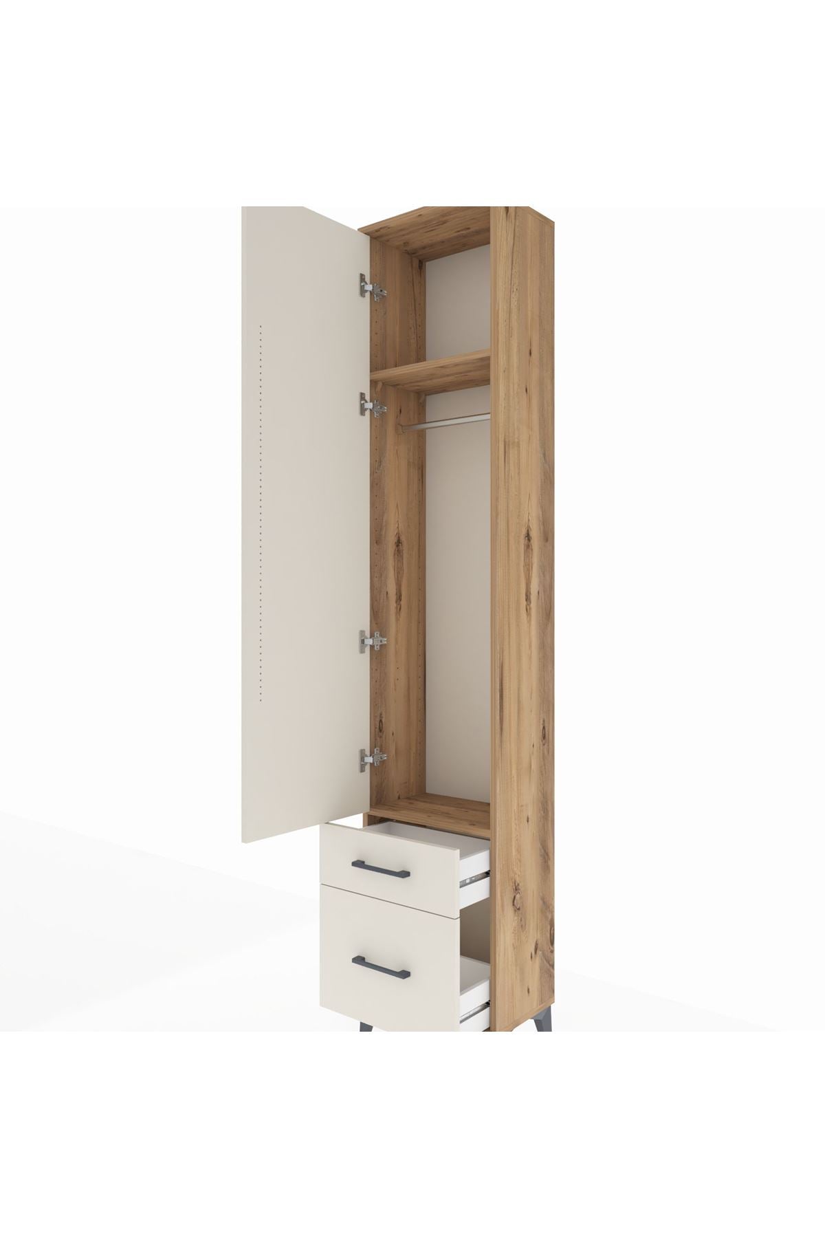 Arges Dolap 2 Raflı 2 Çekmeceli Tek Askılı 44x30x221 - S28M018V7A