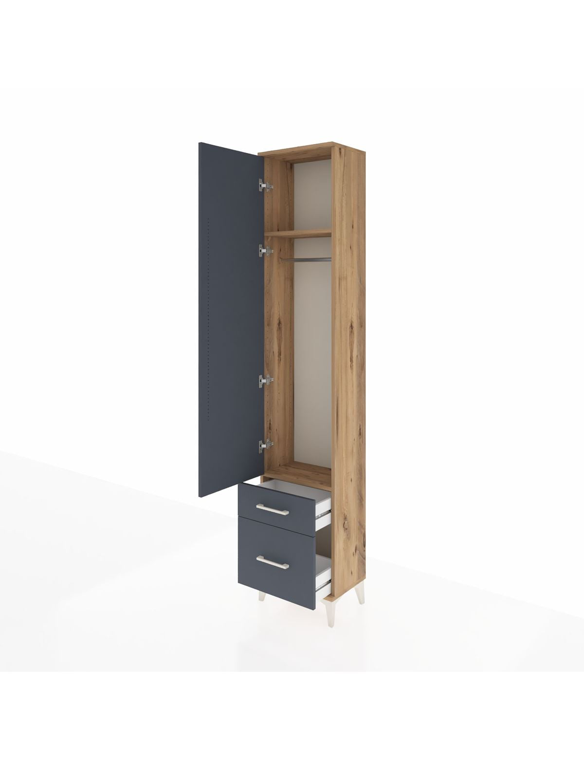 Arges Dolap 2 Raflı 2 Çekmeceli Tek Askılı 44x30x221 - S28M018V8A