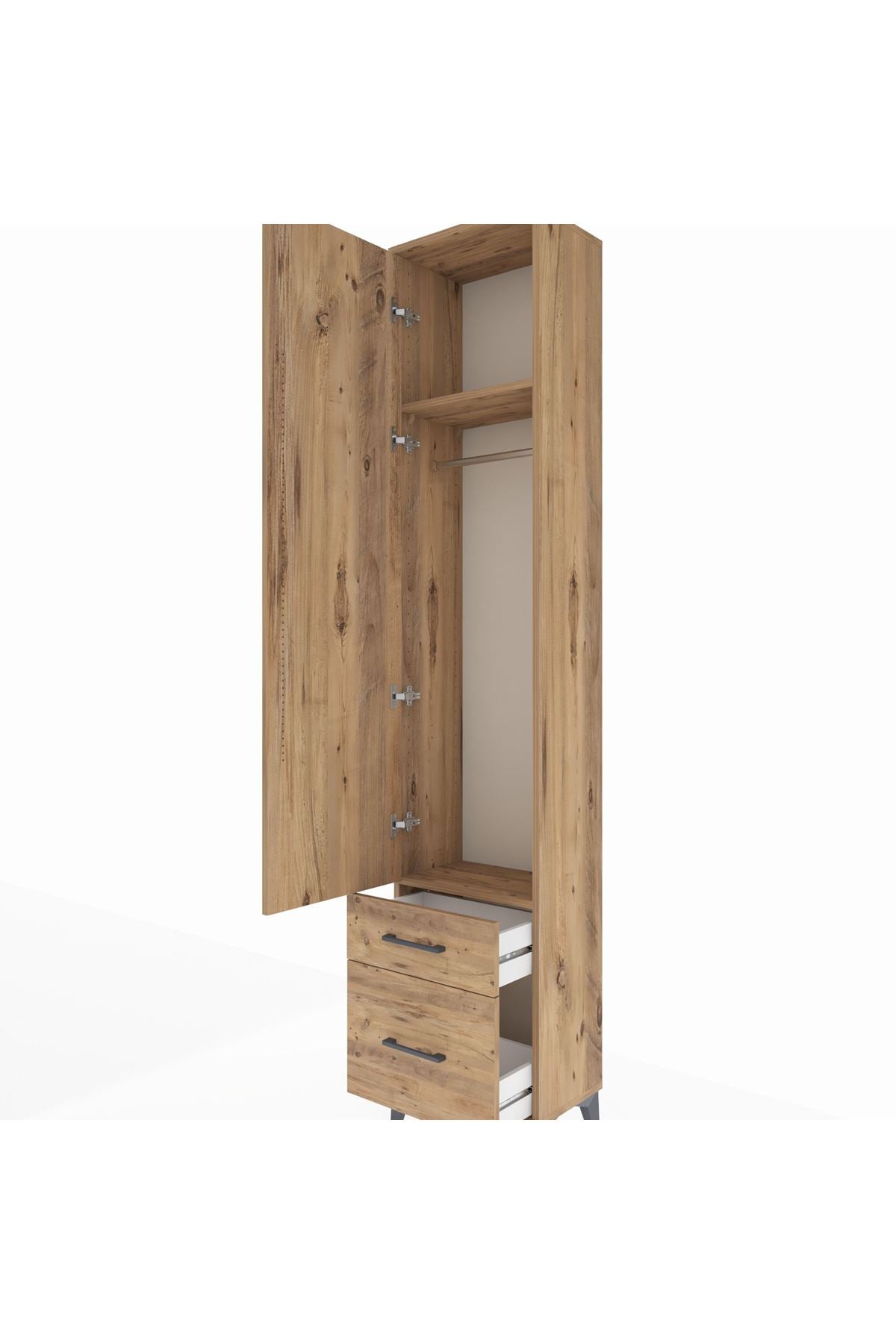 Arges Dolap 2 Raflı 2 Çekmeceli Tek Askılı 44x30x221 - S28M018V9A