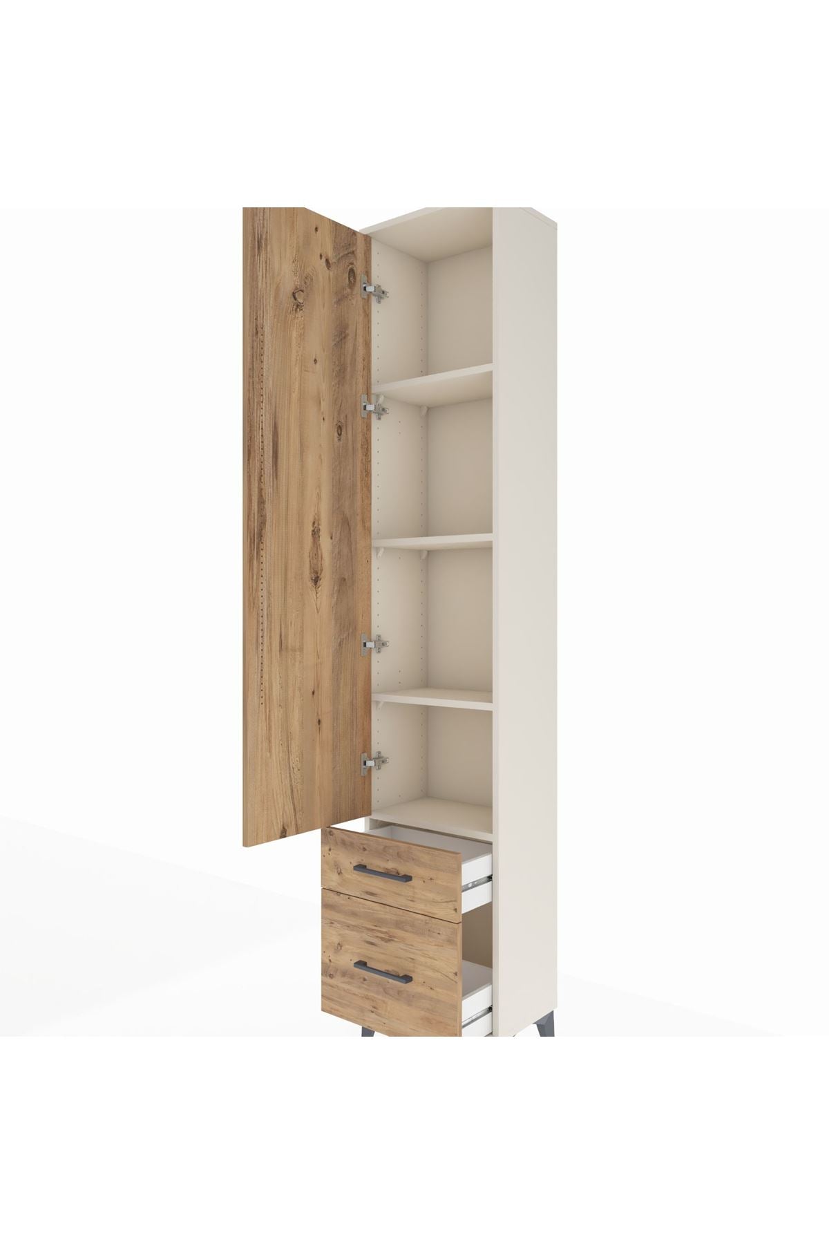 Arges Dolap 4 Raflı 2 Çekmeceli Tek Kapaklı 44x30x221 - S28M019V3A