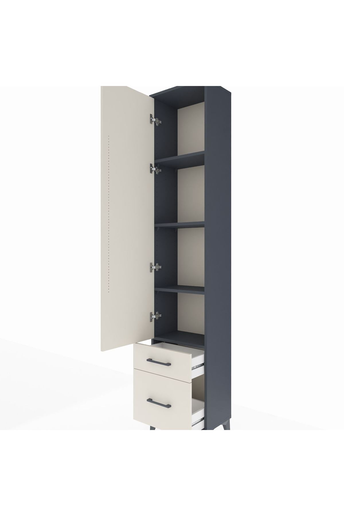 Arges Dolap 4 Raflı 2 Çekmeceli Tek Kapaklı 44x30x221 - S28M019V4A