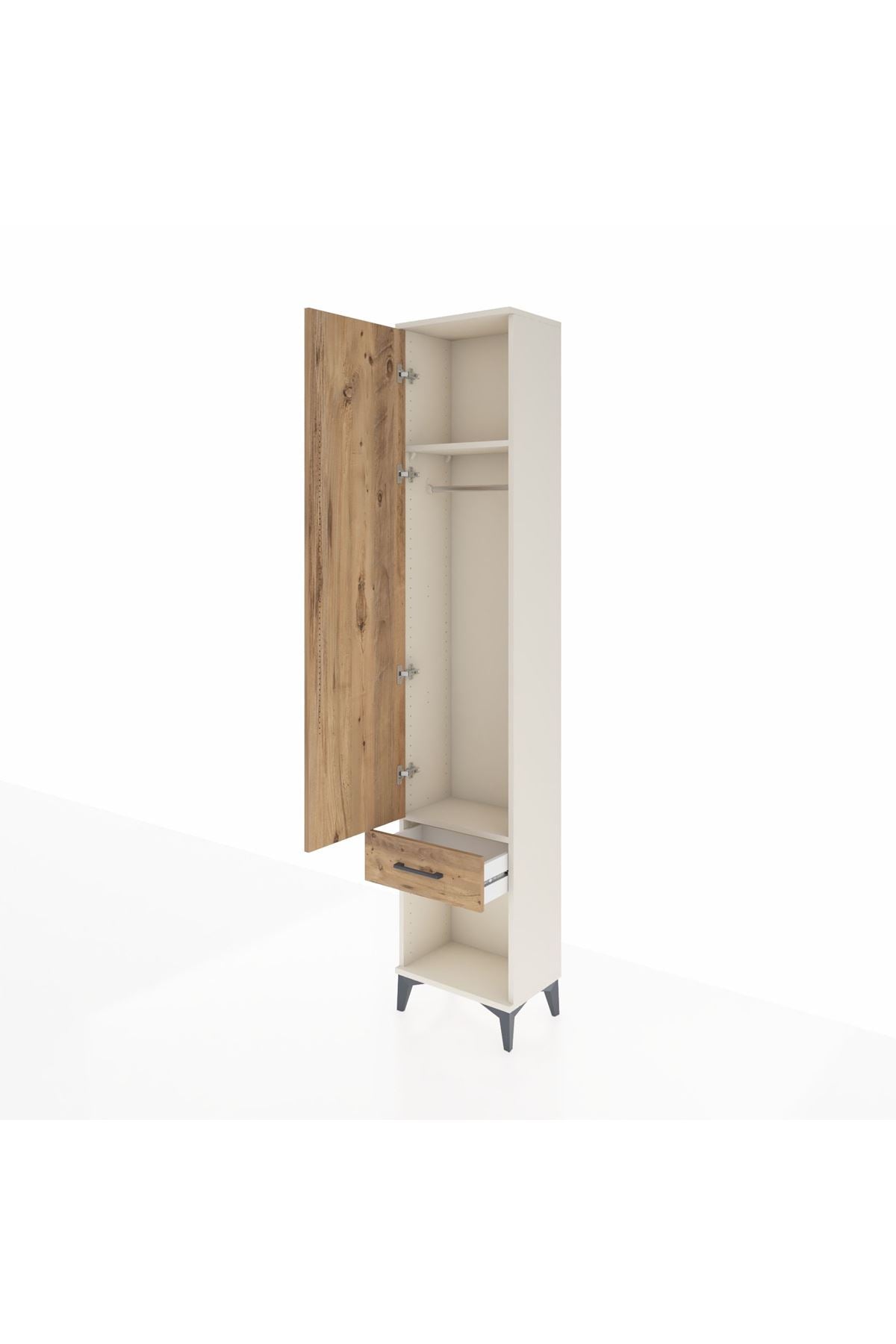 Arges Dolap 2 Raflı Tek Çekmeceli Tek Askılı 44x30x221 - S28M021V3A