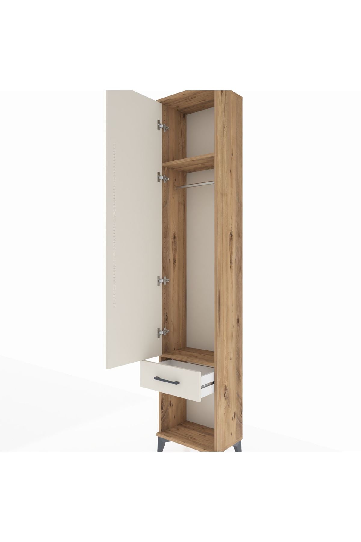 Arges Dolap 2 Raflı Tek Çekmeceli Tek Askılı 44x30x221 - S28M021V7A