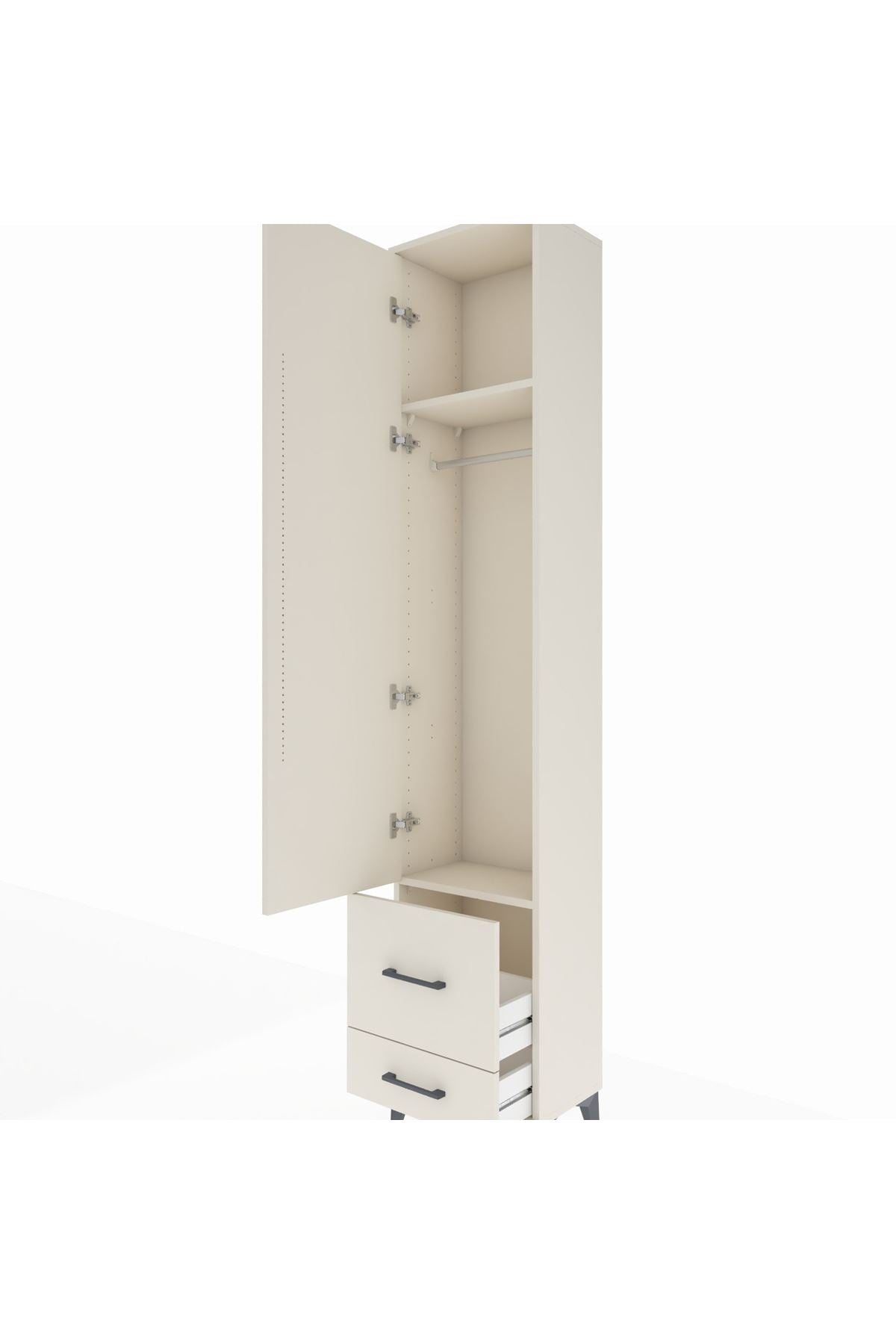 Arges Dolap 2 Raflı 2 Çekmeceli Tek Askılı 44x30x221 - S28M023V1A