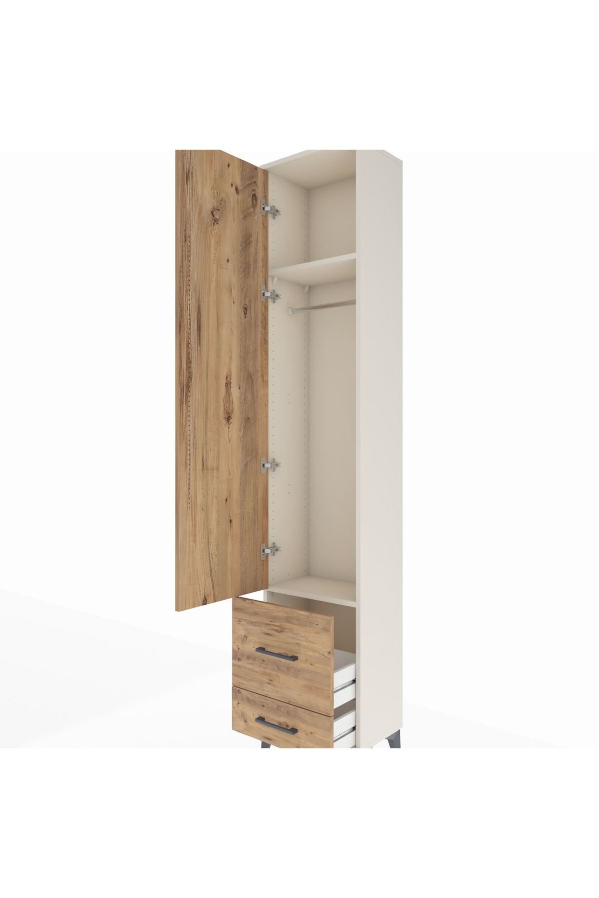 Arges Dolap 2 Raflı 2 Çekmeceli Tek Askılı 44x30x221 - S28M023V3A