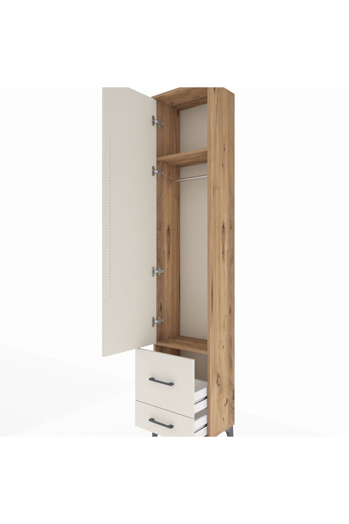 Arges Dolap 2 Raflı 2 Çekmeceli Tek Askılı 44x30x221 - S28M023V7A