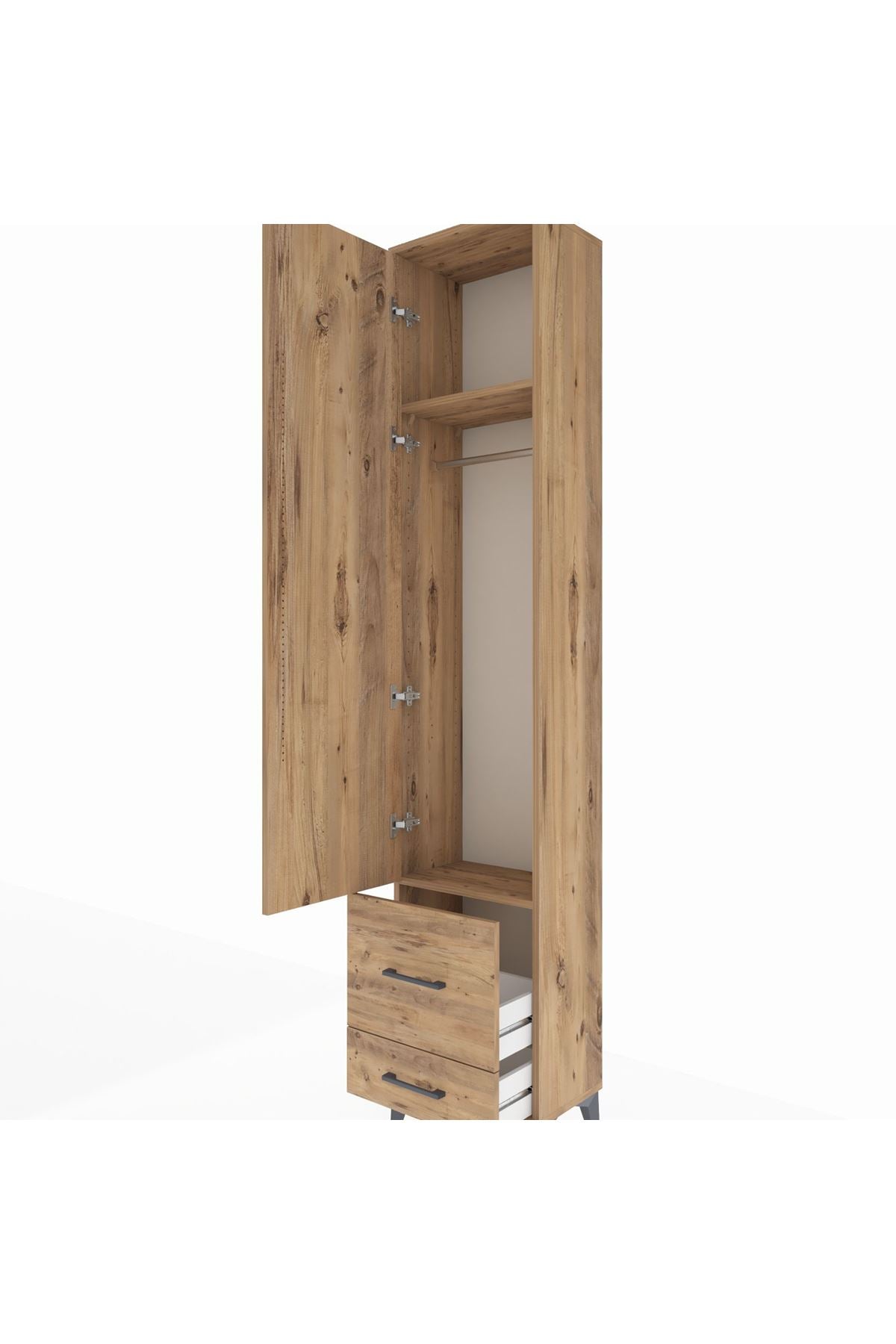 Arges Dolap 2 Raflı 2 Çekmeceli Tek Askılı 44x30x221 - S28M023V9A
