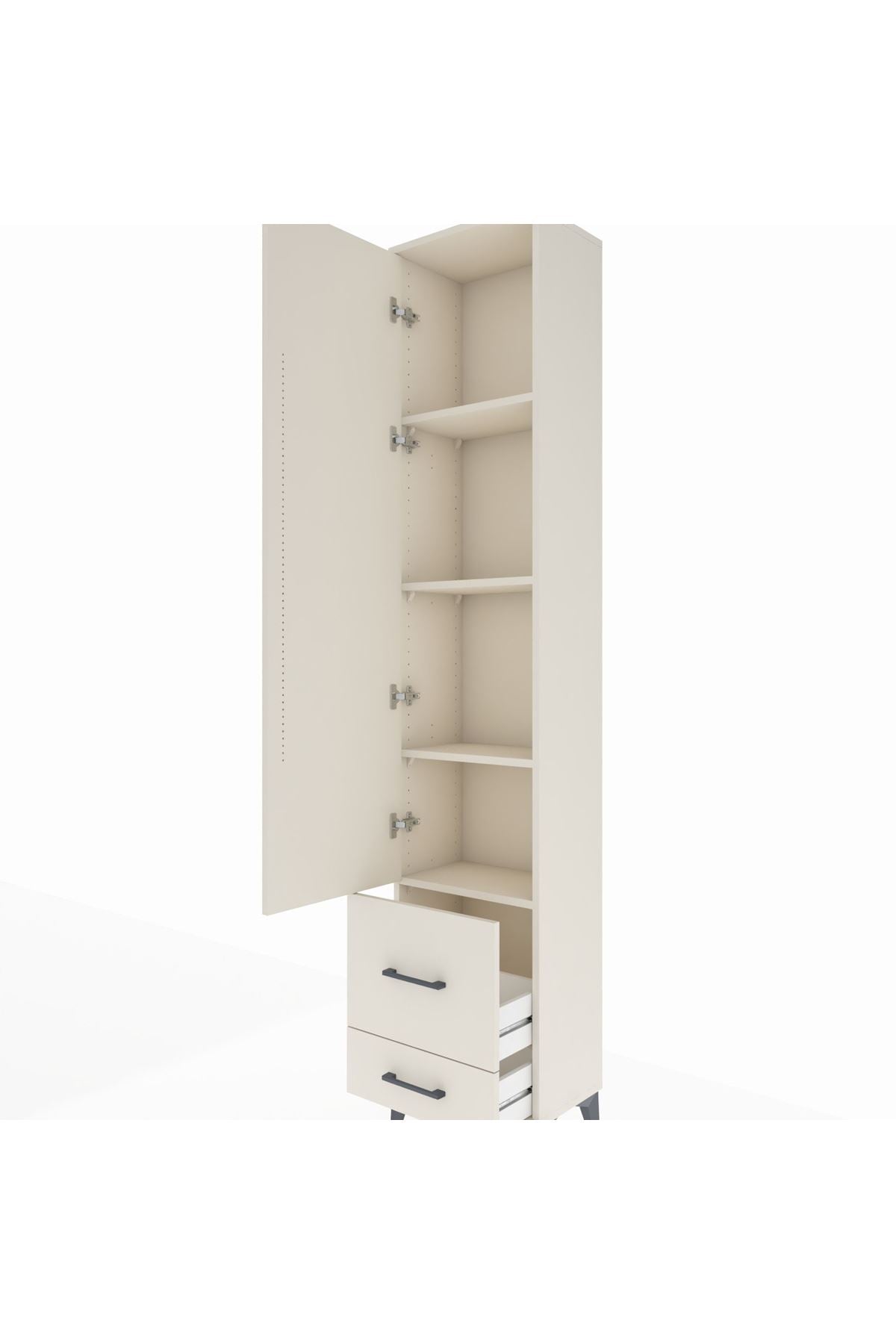 Arges Dolap 4 Raflı 2 Çekmeceli Tek Kapaklı 44x30x221 - S28M024V1A
